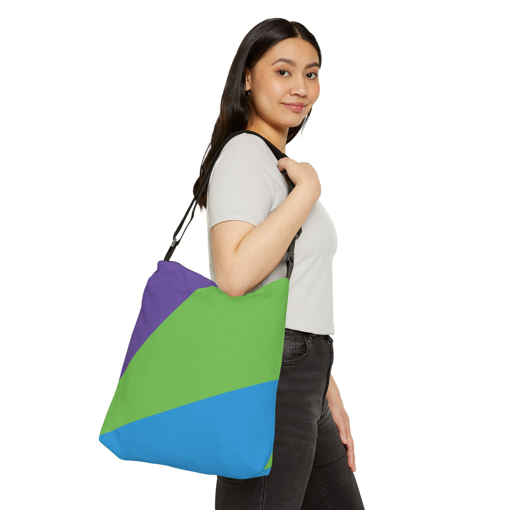 Colorblock Geometric Tote Bag — Adjustable Strap, Bright Abstract Pattern