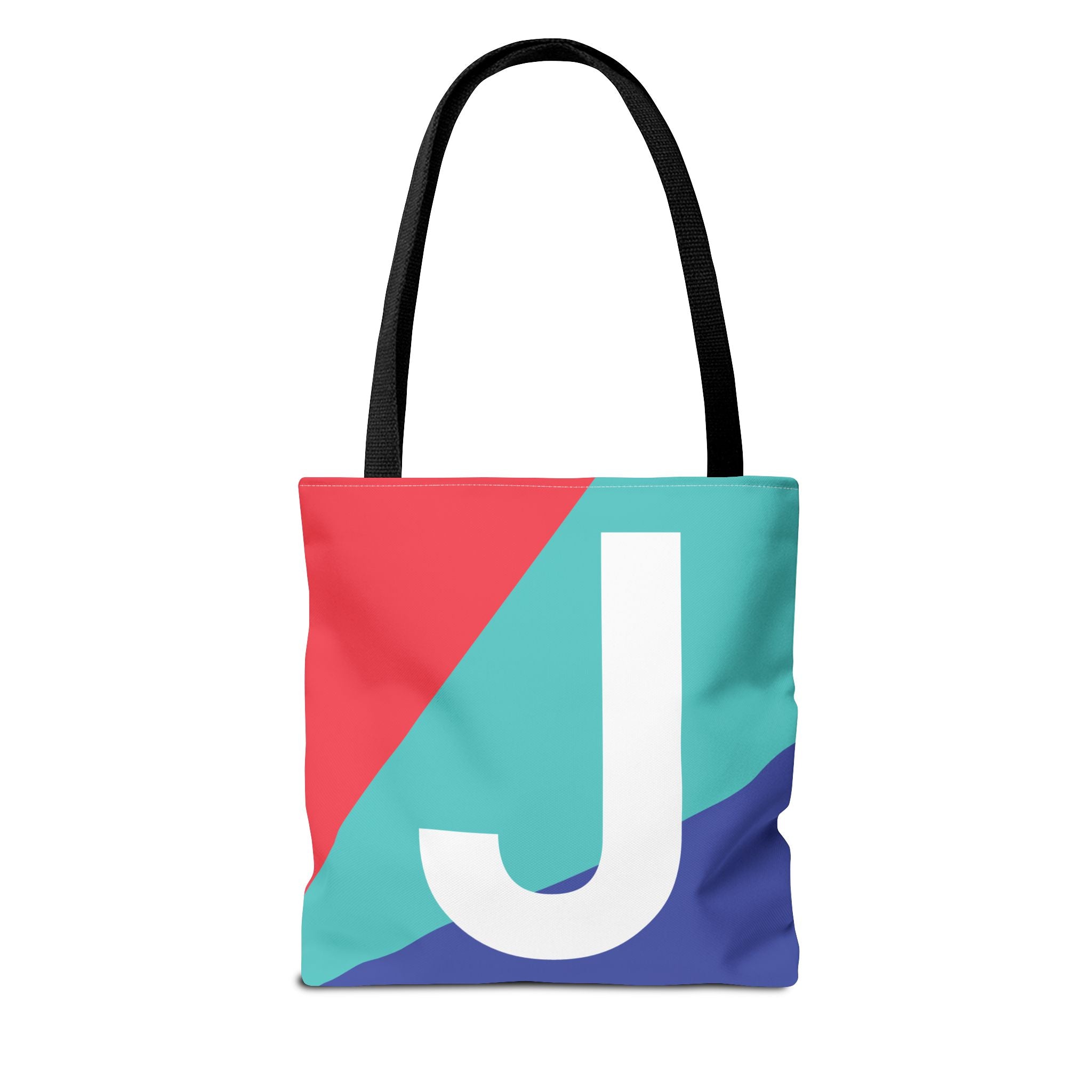 Monogram 'J' Colorblock Tote Bag — Personalized Initial J Shoulder Tote