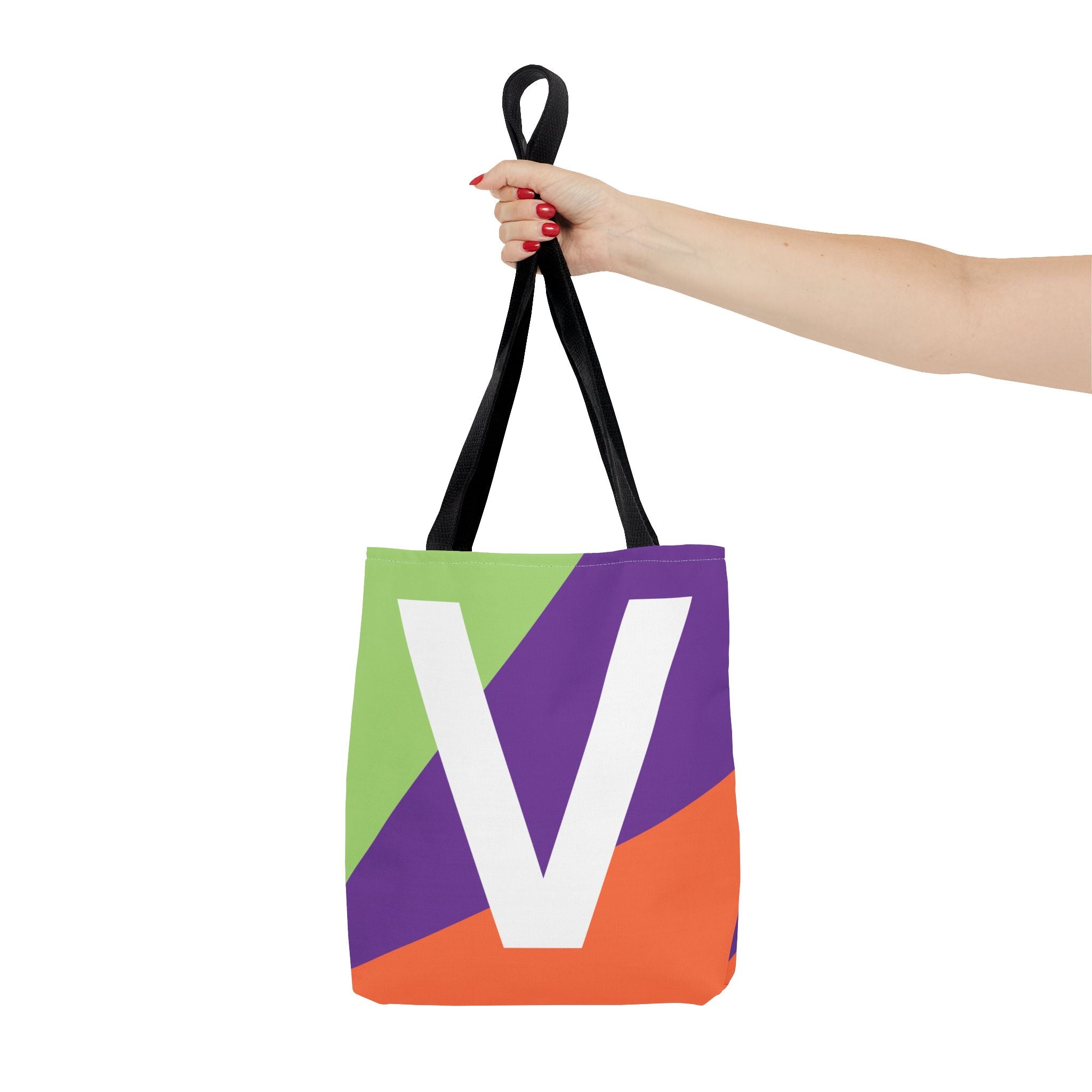 Monogram 'V' Colorblock Tote Bag — Personalized Initial V Shoulder Tote
