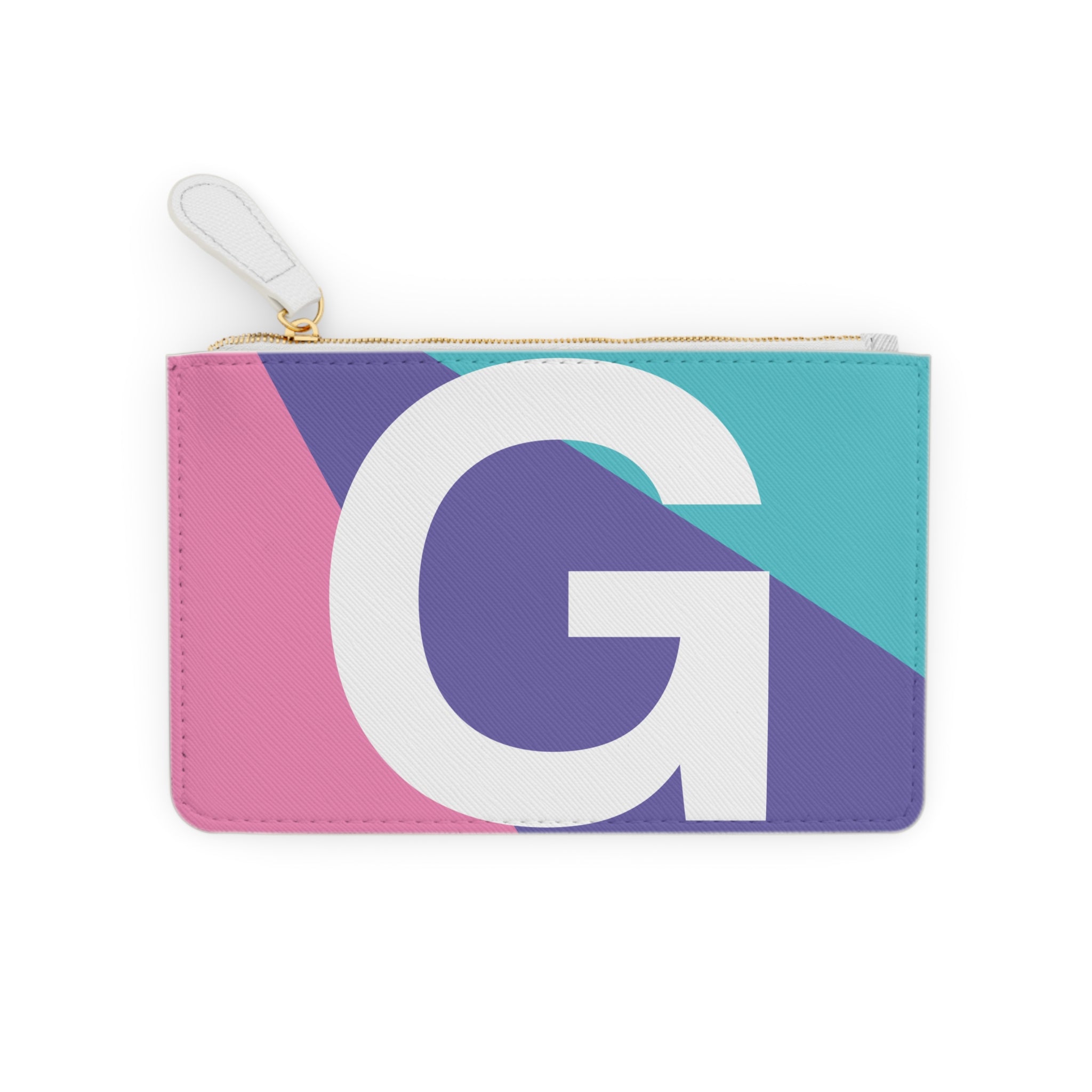 Initial G Mini Clutch — Colorblock Monogram Wristlet Wallet