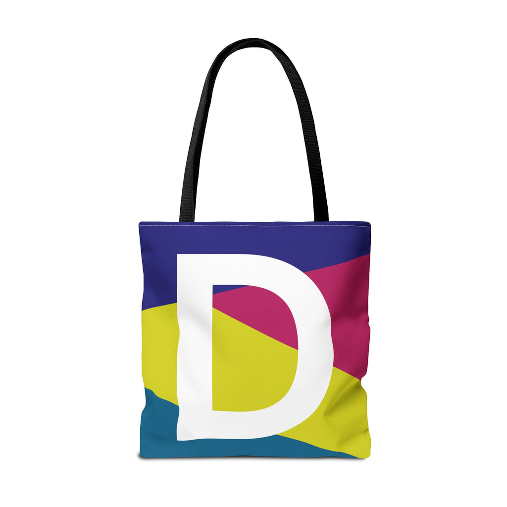 Monogram 'D' Colorblock Tote Bag — Personalized Initial D Shoulder Tote
