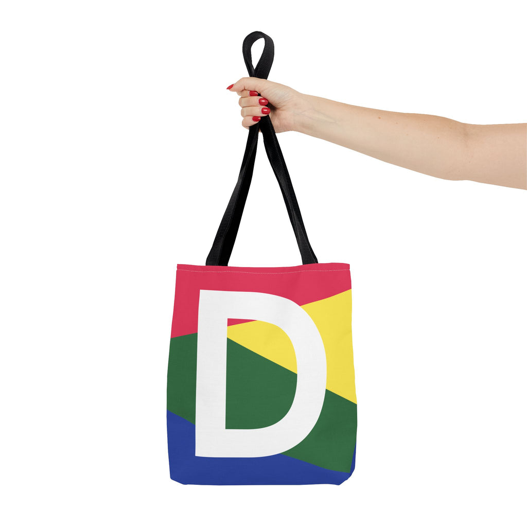 Monogram 'D' Colorblock Tote Bag — Personalized Initial D Shoulder Tote