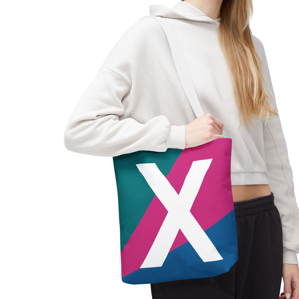 Monogram 'X' Colorblock Tote Bag — Personalized Initial X Shoulder Tote