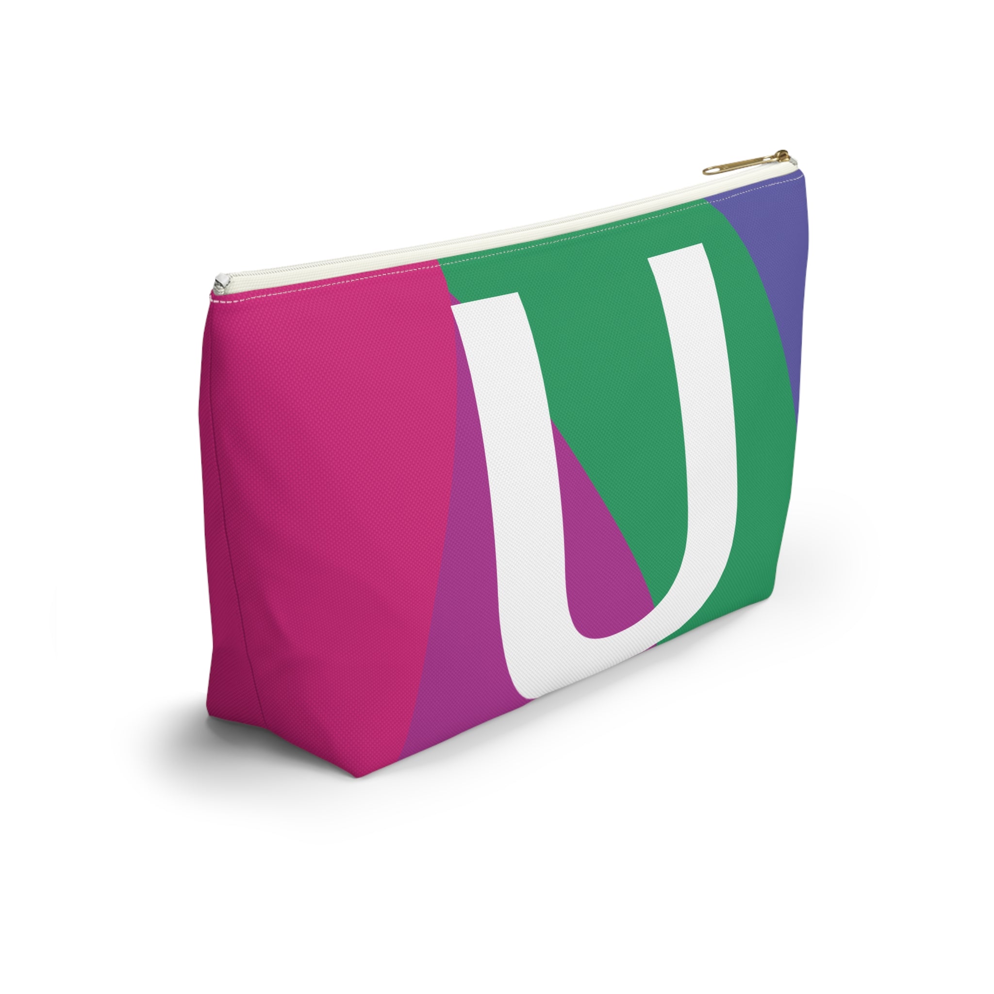 Initials Colorblock Accessory Pouch — Monogram U T-Bottom Cosmetic Bag