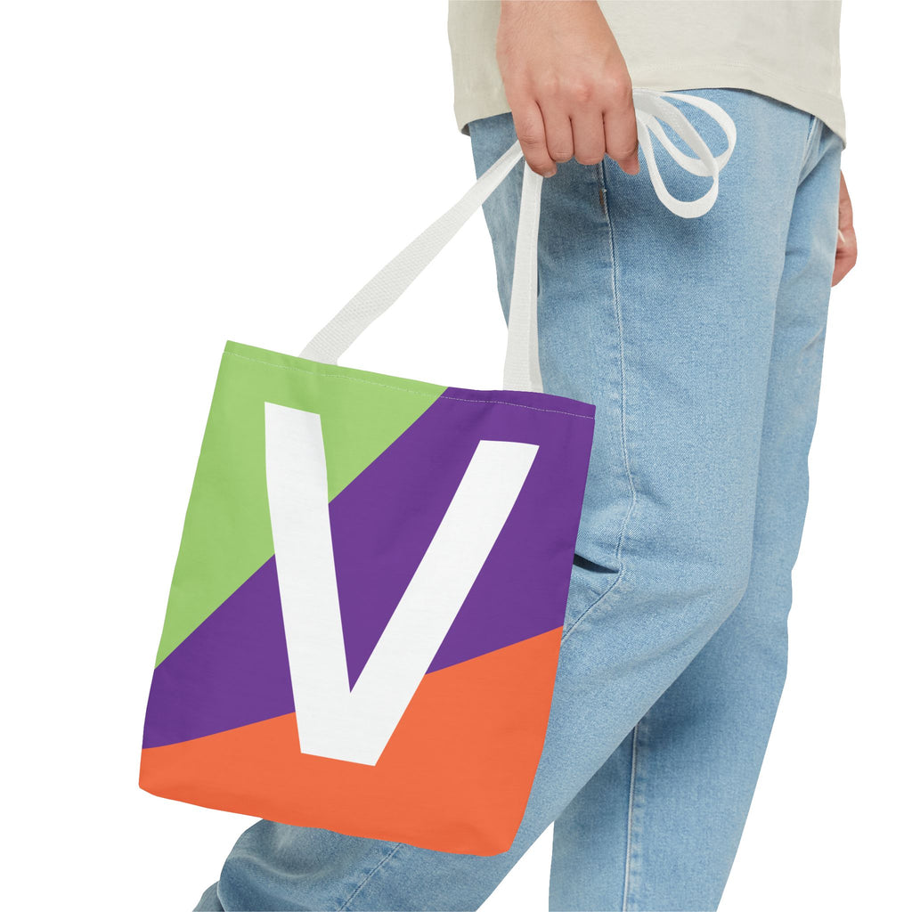 Monogram 'V' Colorblock Tote Bag — Personalized Initial V Shoulder Tote