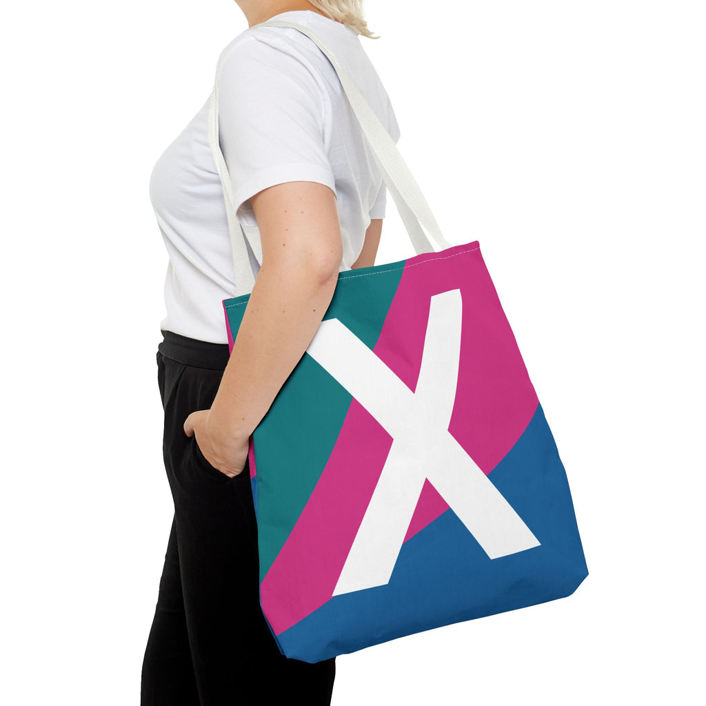 Monogram 'X' Colorblock Tote Bag — Personalized Initial X Shoulder Tote