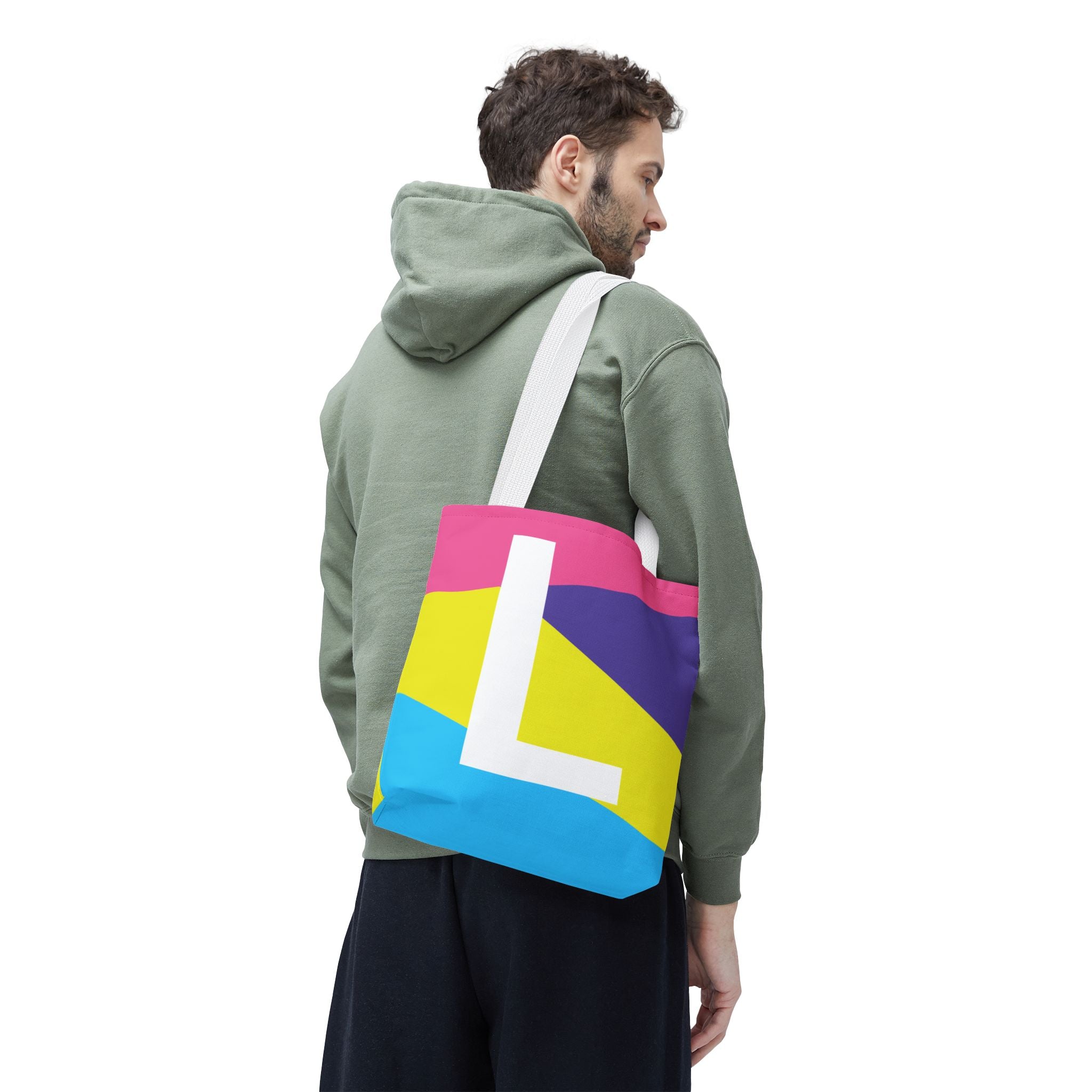 Monogram 'L' Colorblock Tote Bag — Personalized Initial L Shoulder Tote