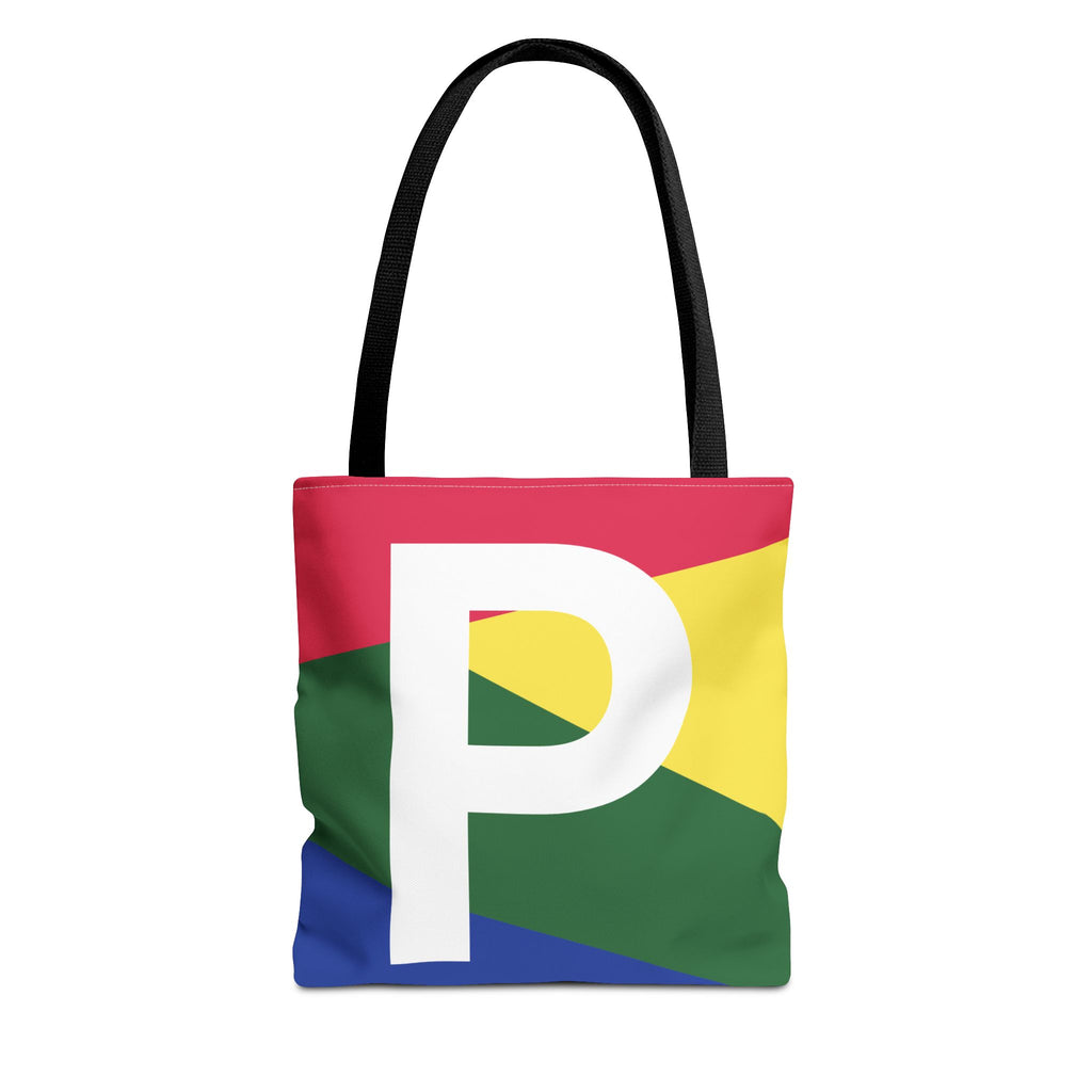 Monogram 'P' Colorblock Tote Bag — Personalized Initial P Shoulder Tote