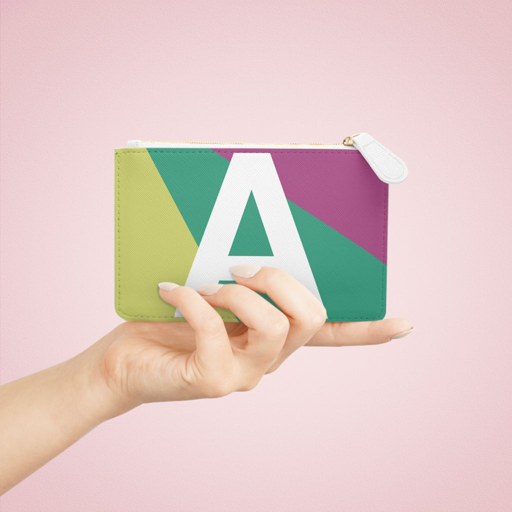 Initial A Mini Clutch — Colorblock Monogram Wristlet Wallet
