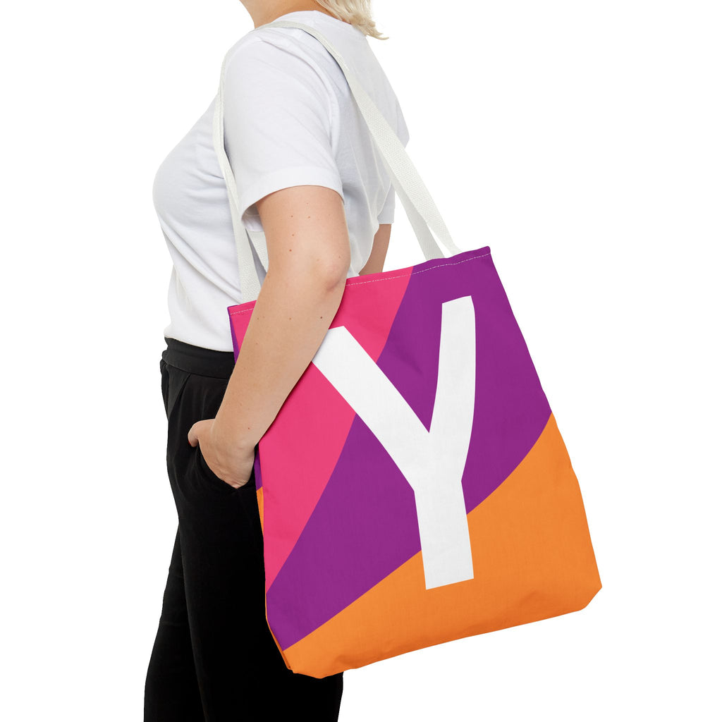 Monogram 'Y' Colorblock Tote Bag — Personalized Initial Y Shoulder Tote