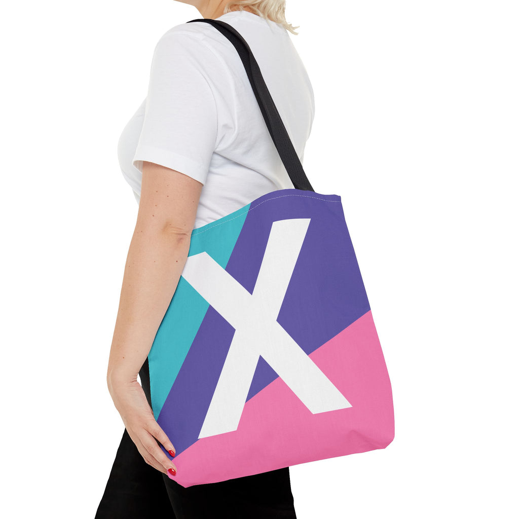 Monogram 'X' Colorblock Tote Bag — Personalized Initial X Shoulder Tote