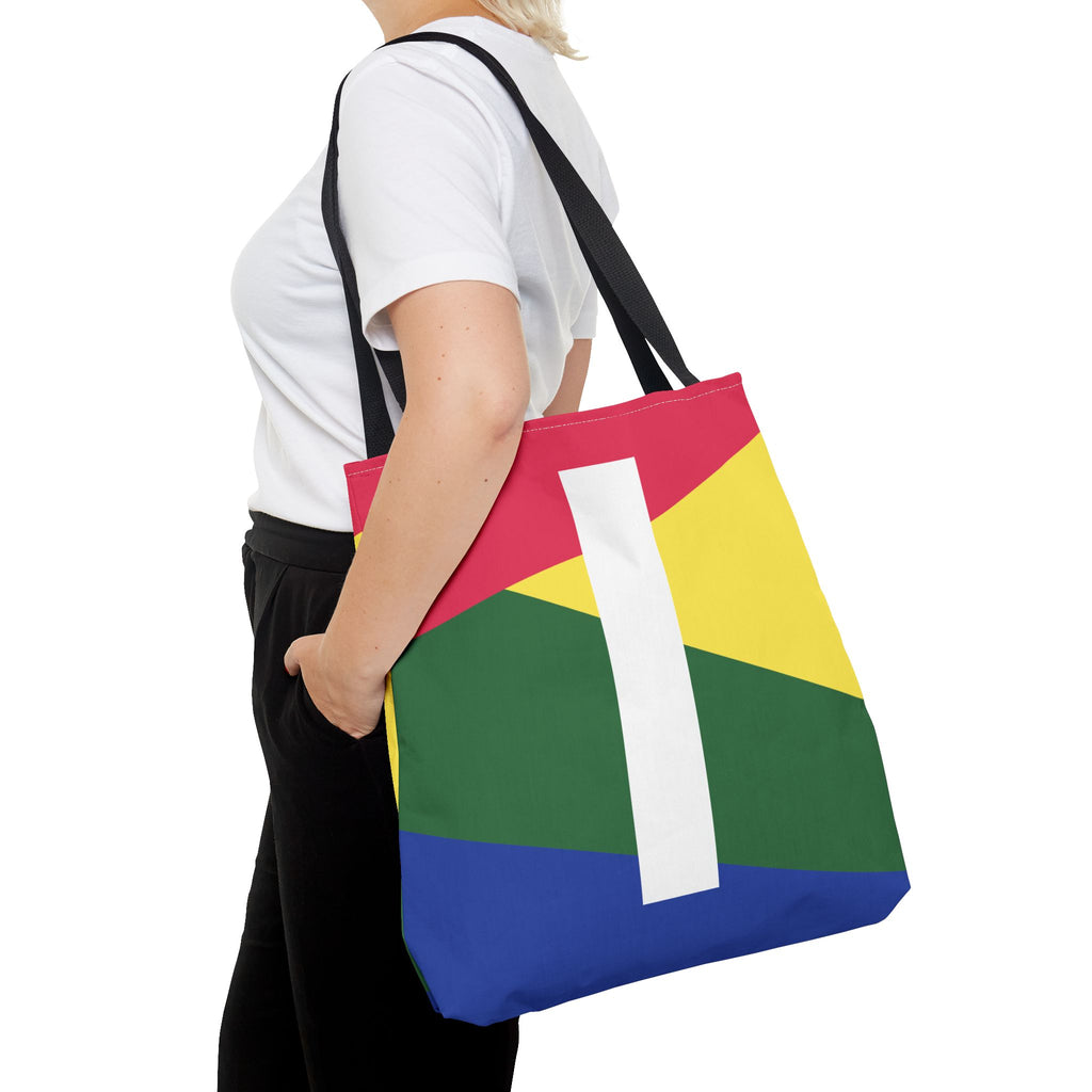 Monogram 'I' Colorblock Tote Bag — Personalized Initial I Shoulder Tote