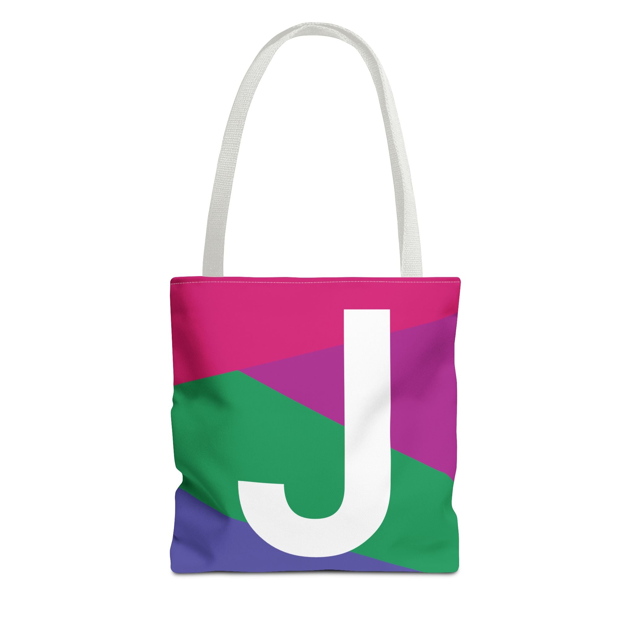 Monogram 'J' Colorblock Tote Bag — Personalized Initial J Shoulder Tote