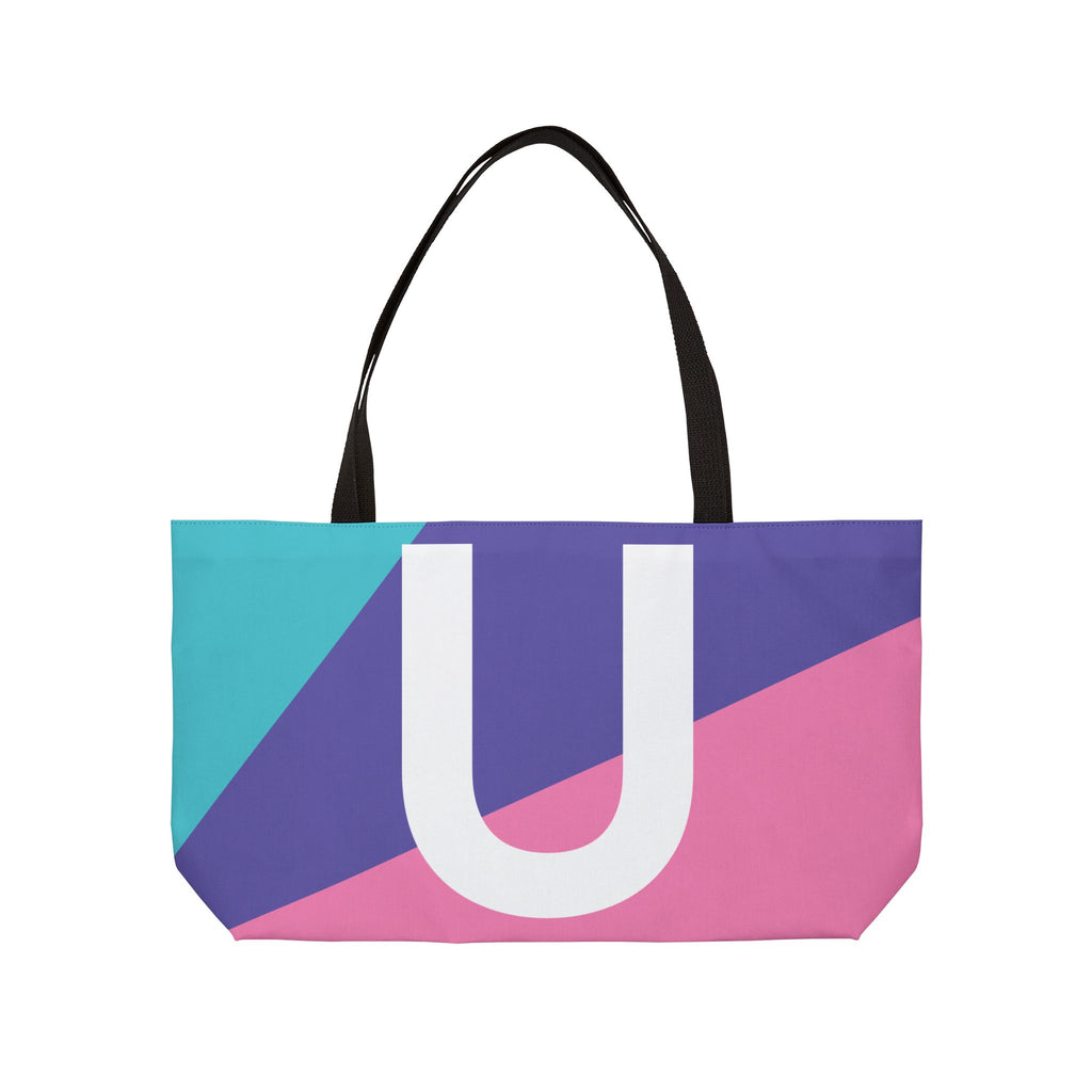Personalized 'U' Colorblock Tote Bag — Monogram Weekender Tote