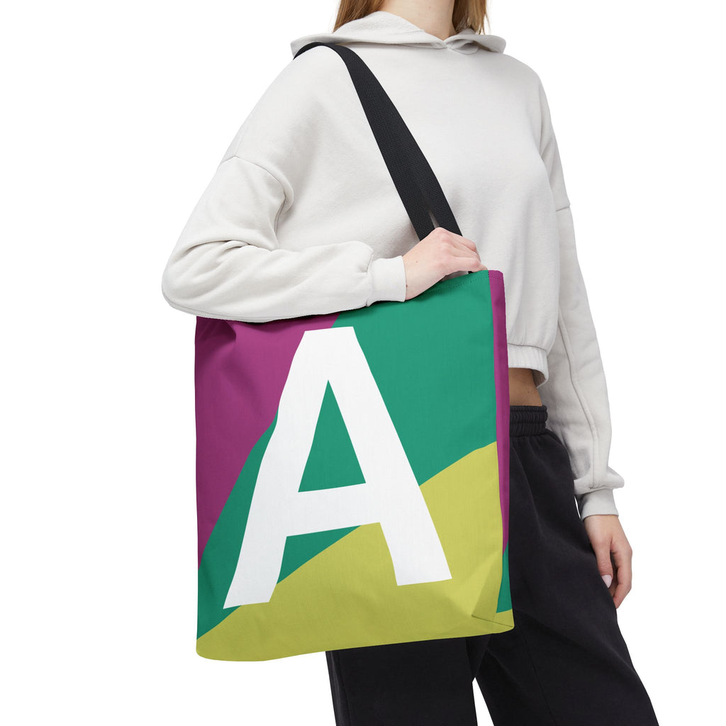 Monogram 'A' Colorblock Tote Bag — Personalized Initial A Shoulder Tote