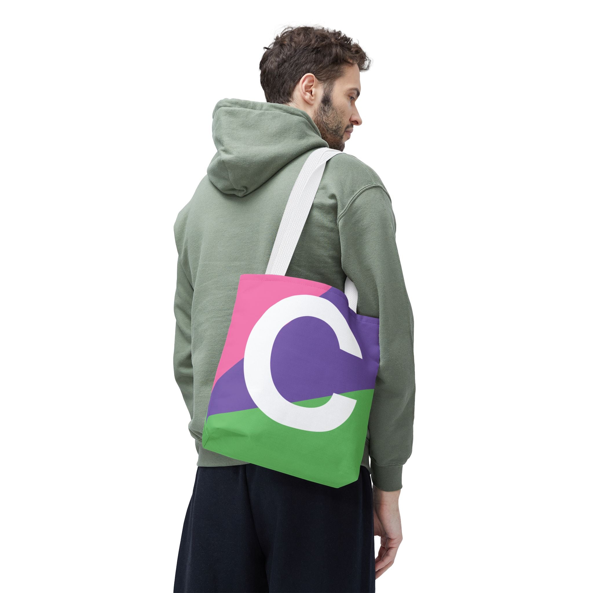 Monogram 'C' Colorblock Tote Bag — Personalized Initial C Shoulder Tote