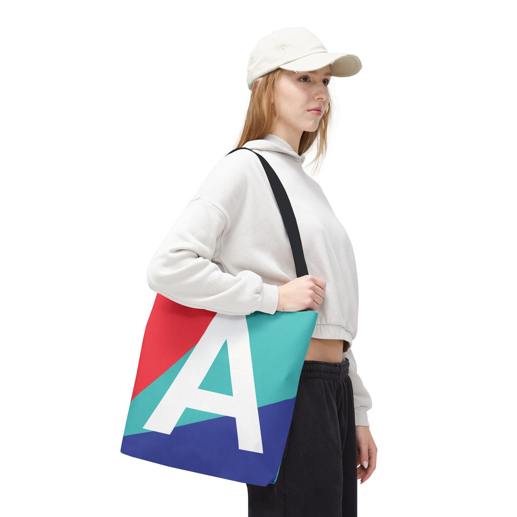 Monogram 'A' Colorblock Tote Bag — Personalized Initial A Shoulder Tote