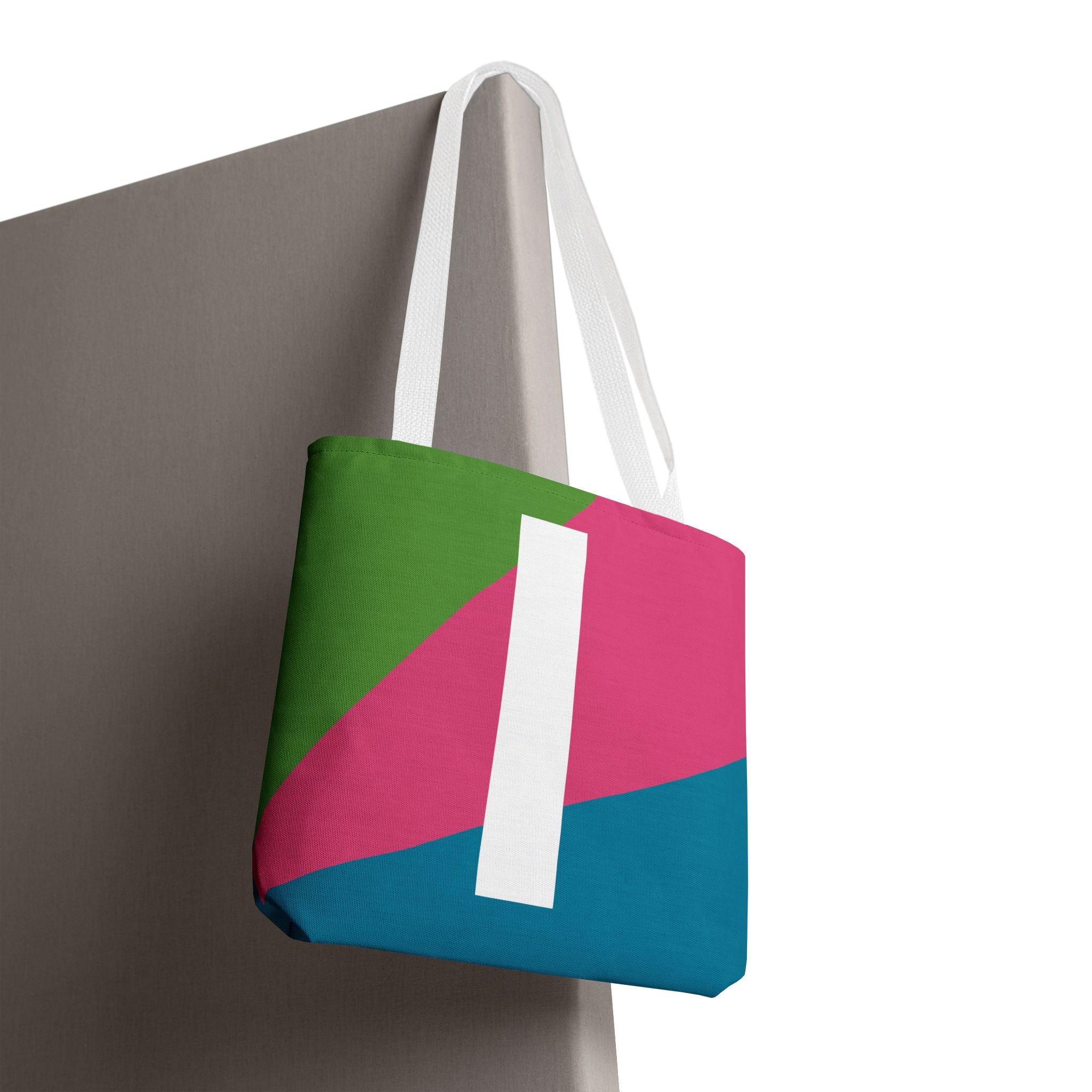 Monogram 'I' Colorblock Tote Bag — Personalized Initial I Shoulder Tote