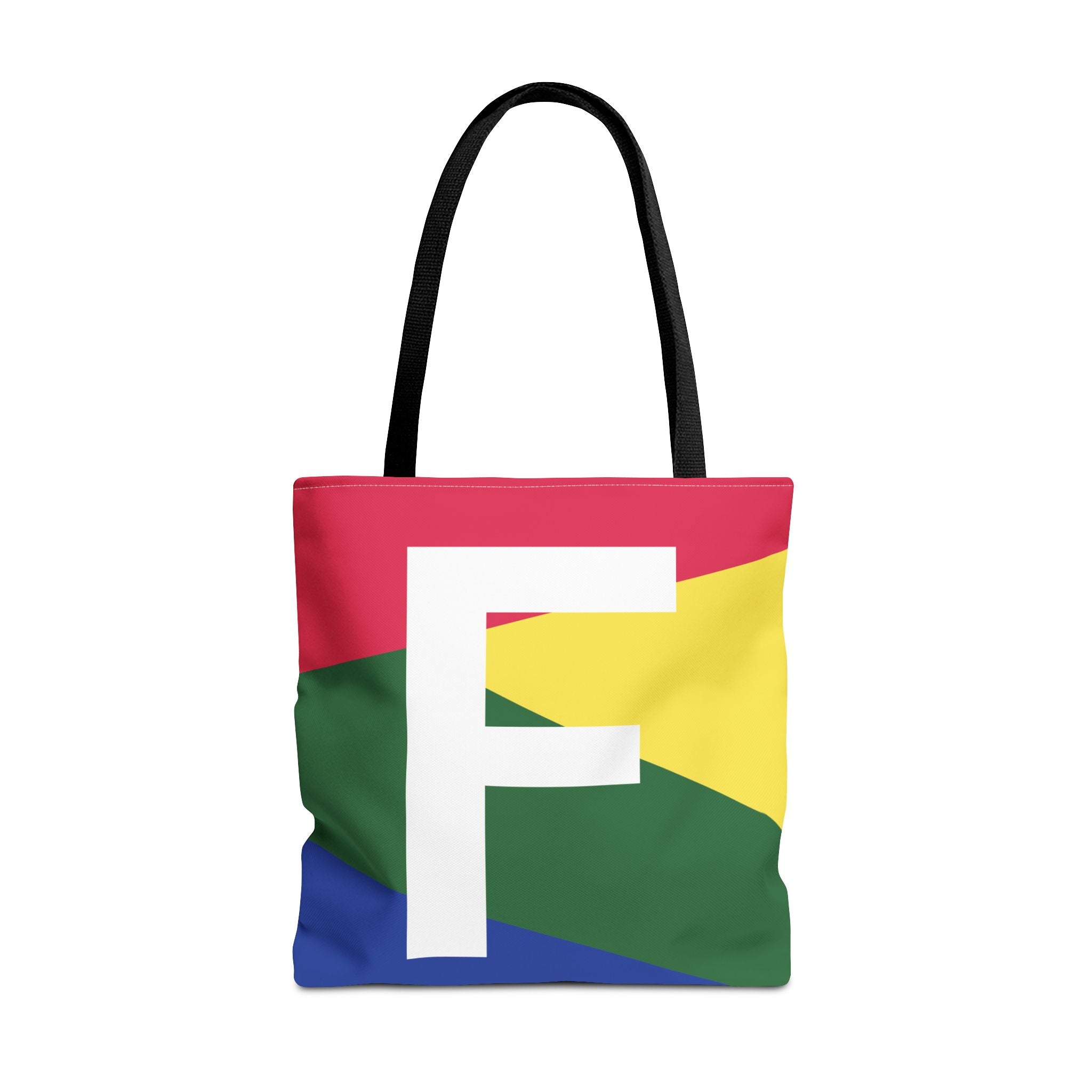 Monogram 'F' Colorblock Tote Bag — Personalized Initial F Shoulder Tote