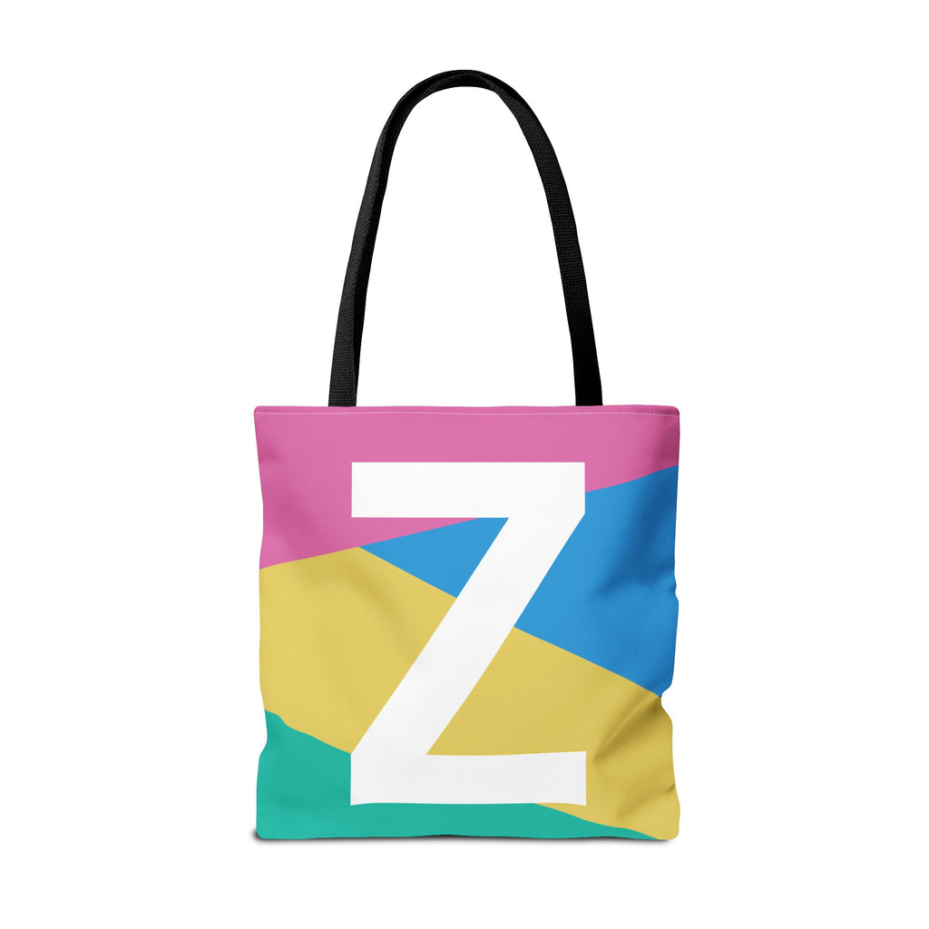 Monogram 'Z' Colorblock Tote Bag — Personalized Initial Z Shoulder Tote