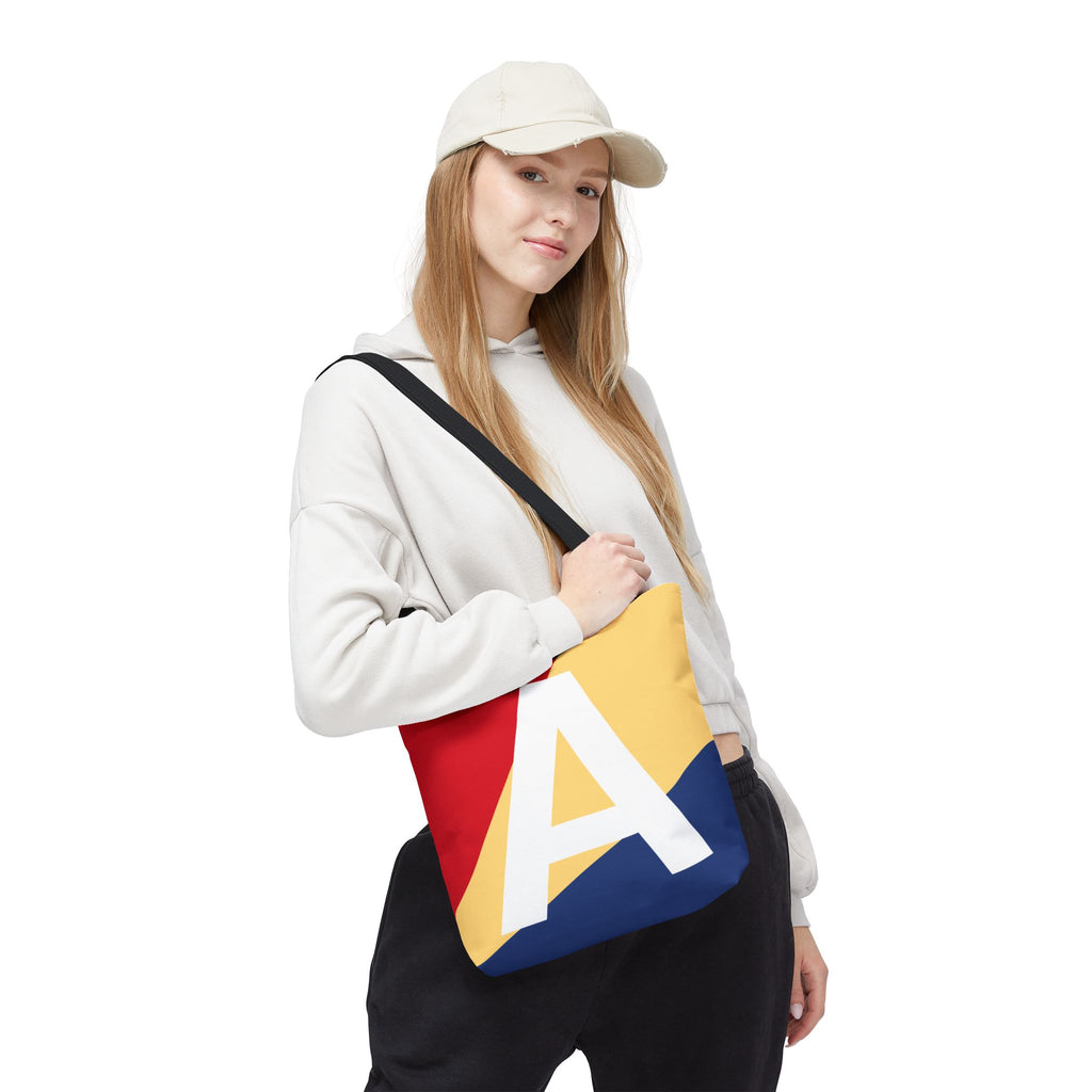 Monogram 'A' Colorblock Tote Bag — Personalized Initial A Shoulder Tote