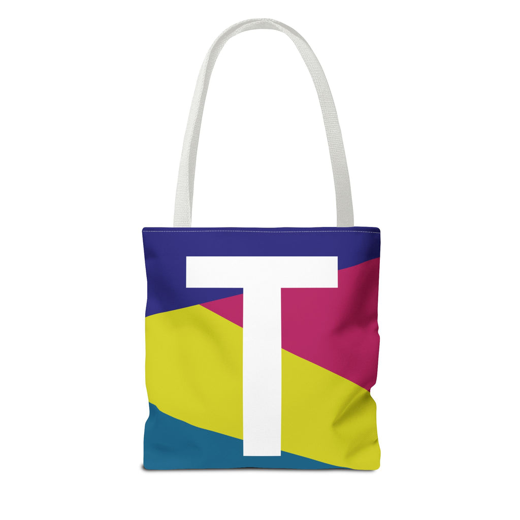 Monogram 'T' Colorblock Tote Bag — Personalized Initial T Shoulder Tote