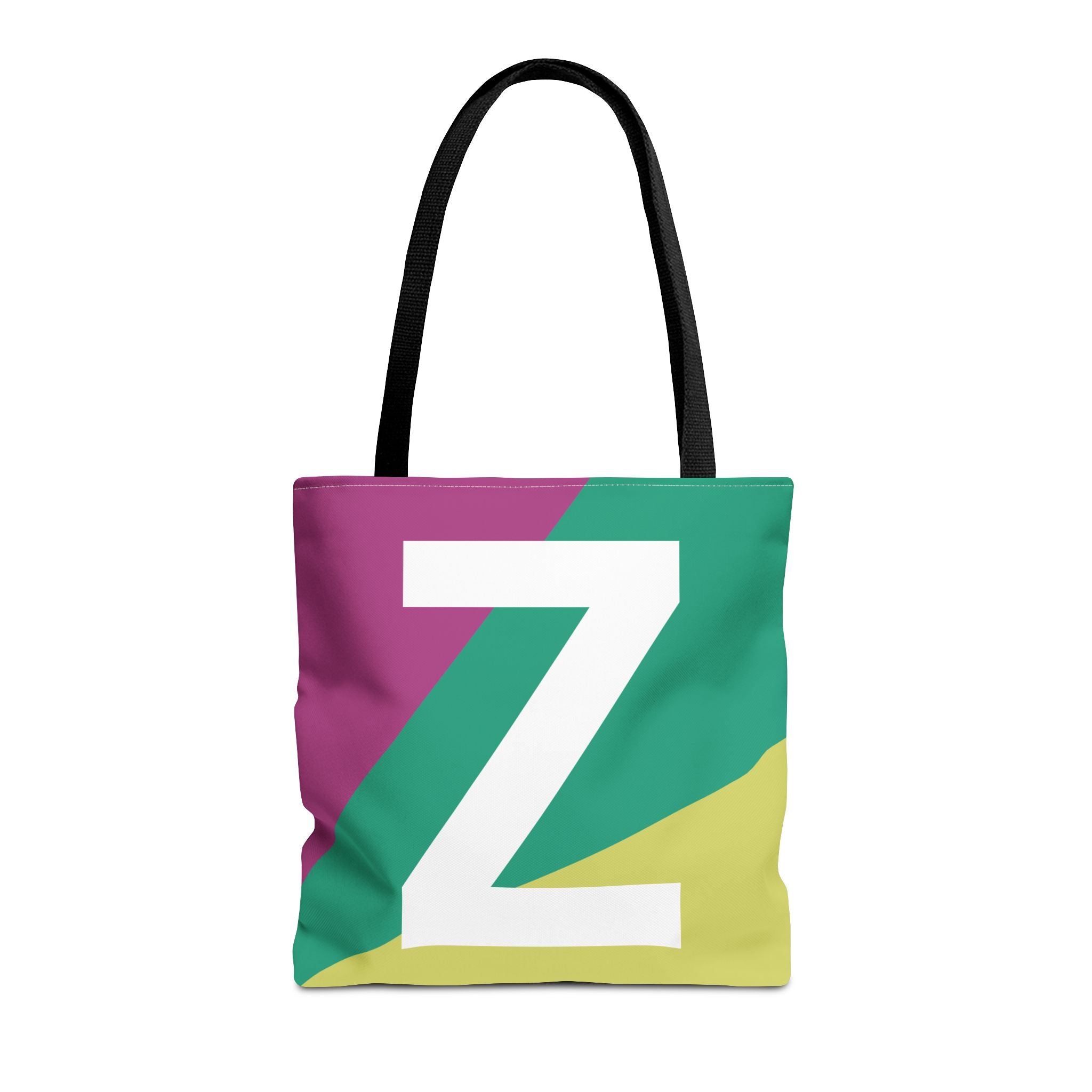 Monogram 'Z' Colorblock Tote Bag — Personalized Initial Z Shoulder Tote