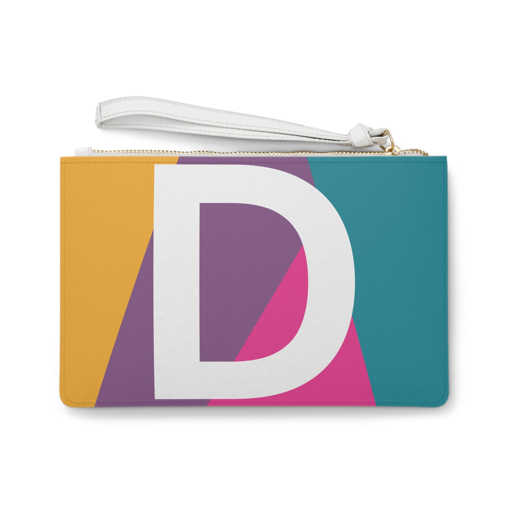 Monogram 'D' Colorblock Clutch Bag — Bold Geometric Wristlet for Everyday & Gifts