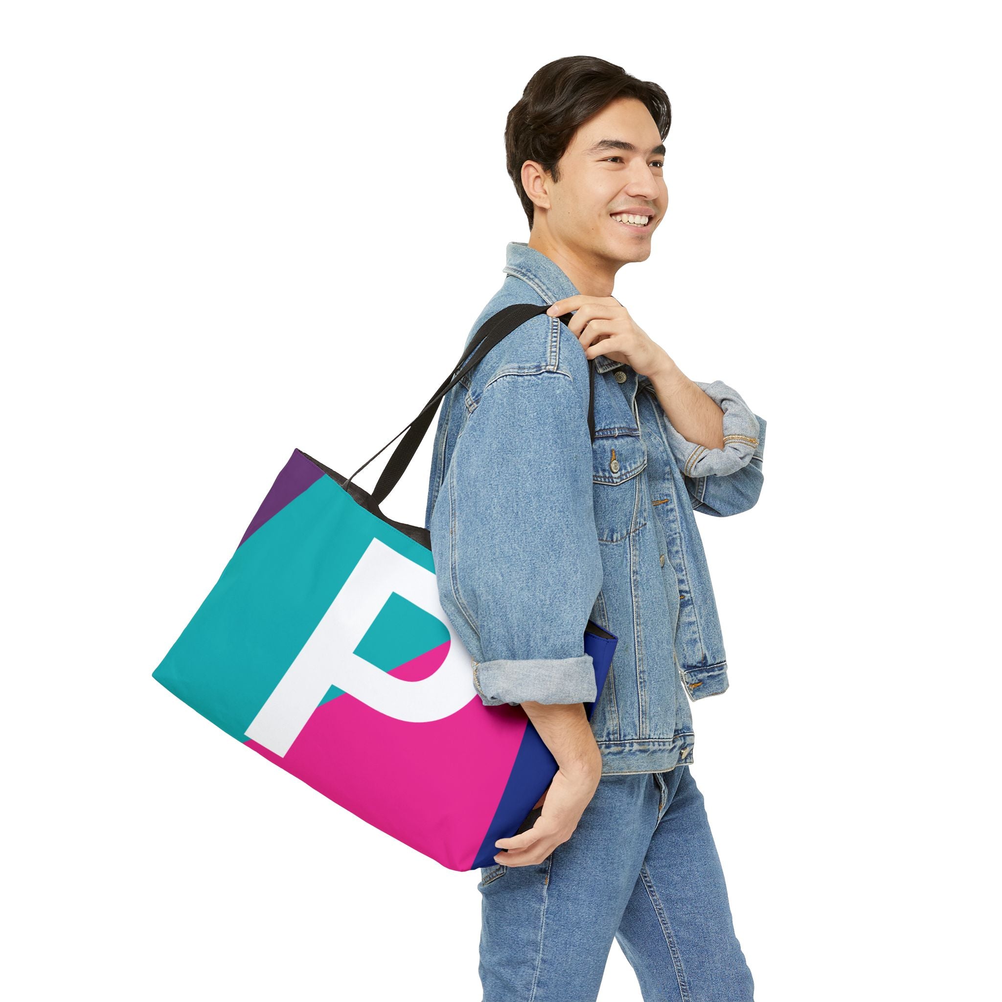 Personalized 'P' Colorblock Tote Bag — Monogram Weekender Tote