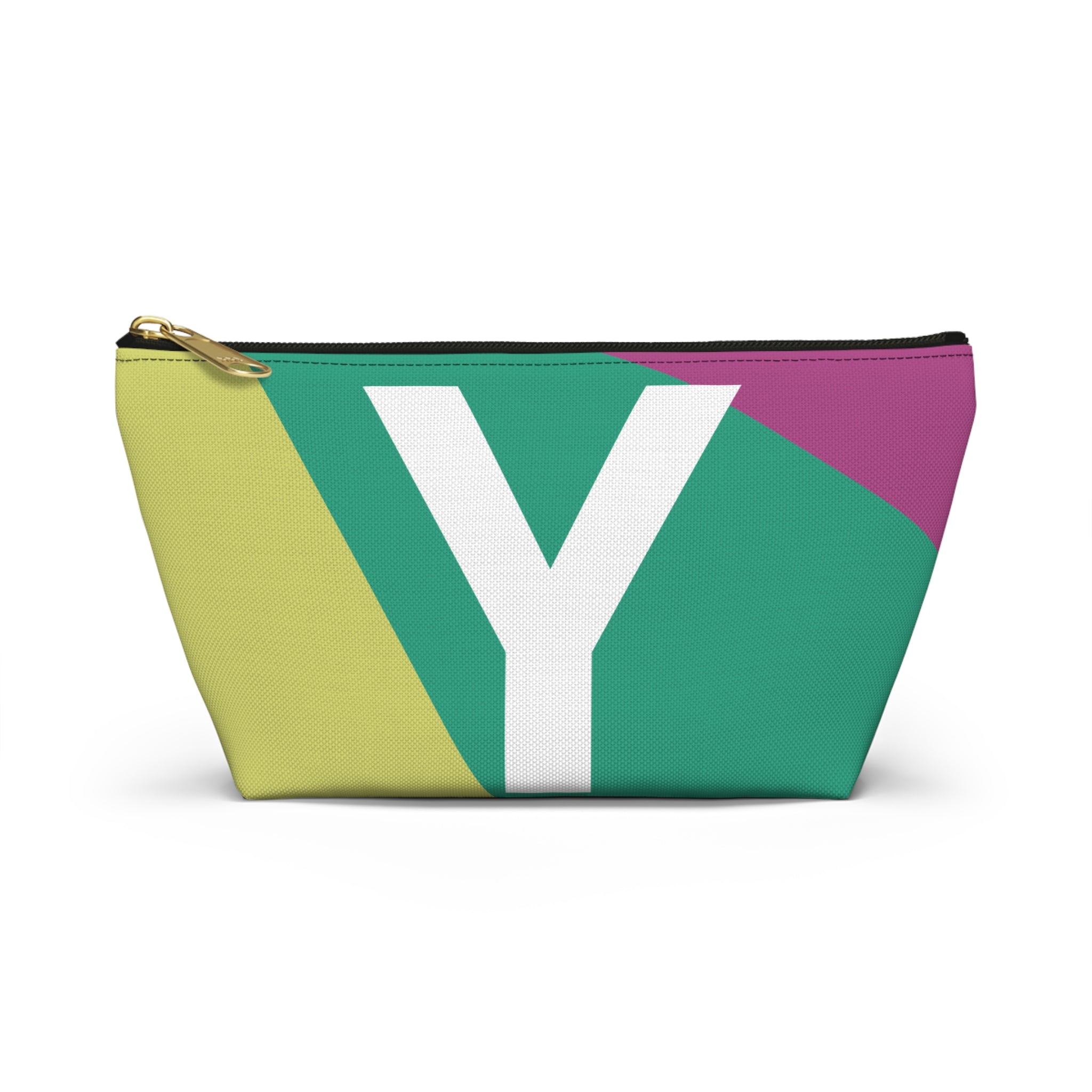 Initials Colorblock Accessory Pouch — Monogram Y T-Bottom Cosmetic Bag