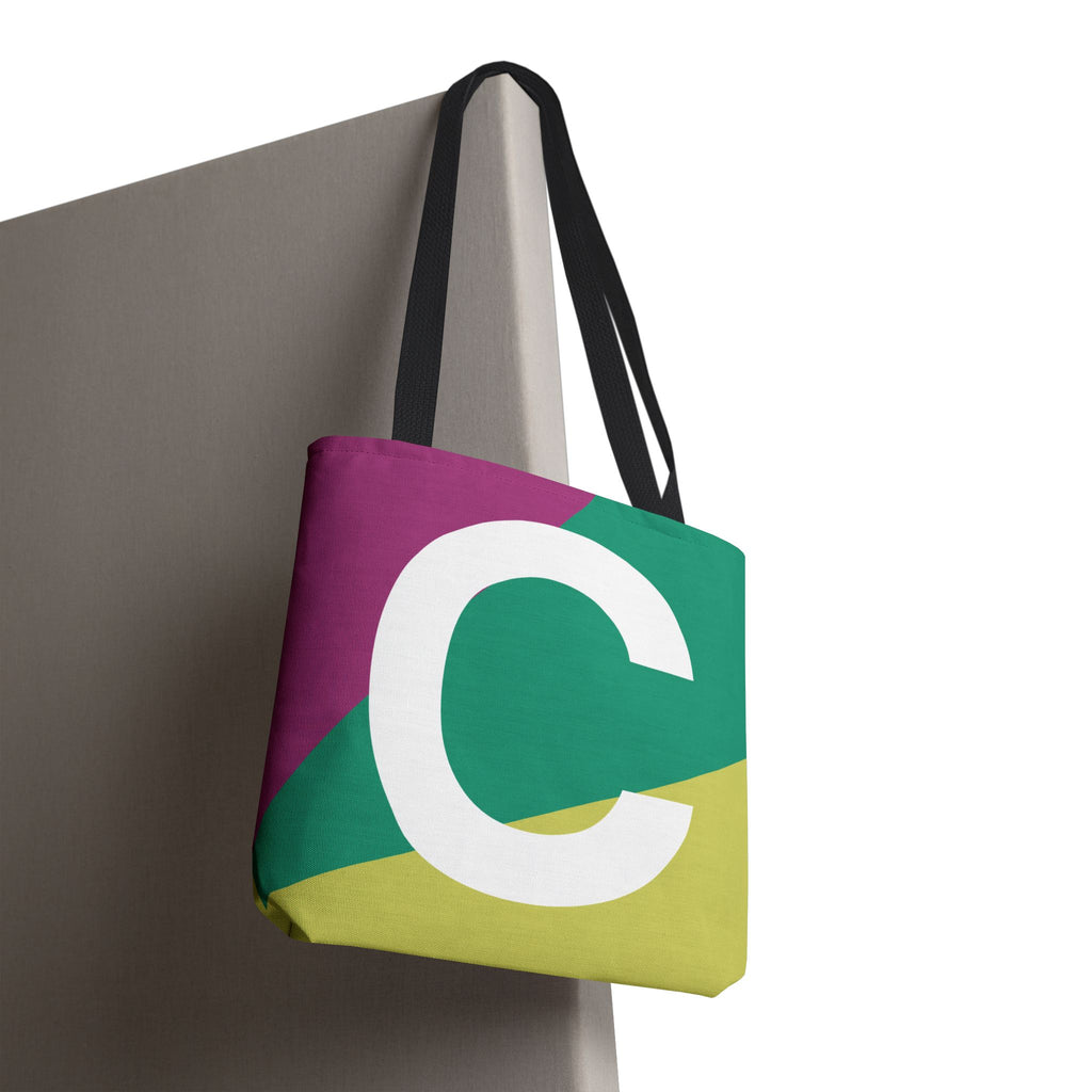Monogram 'C' Colorblock Tote Bag — Personalized Initial C Shoulder Tote