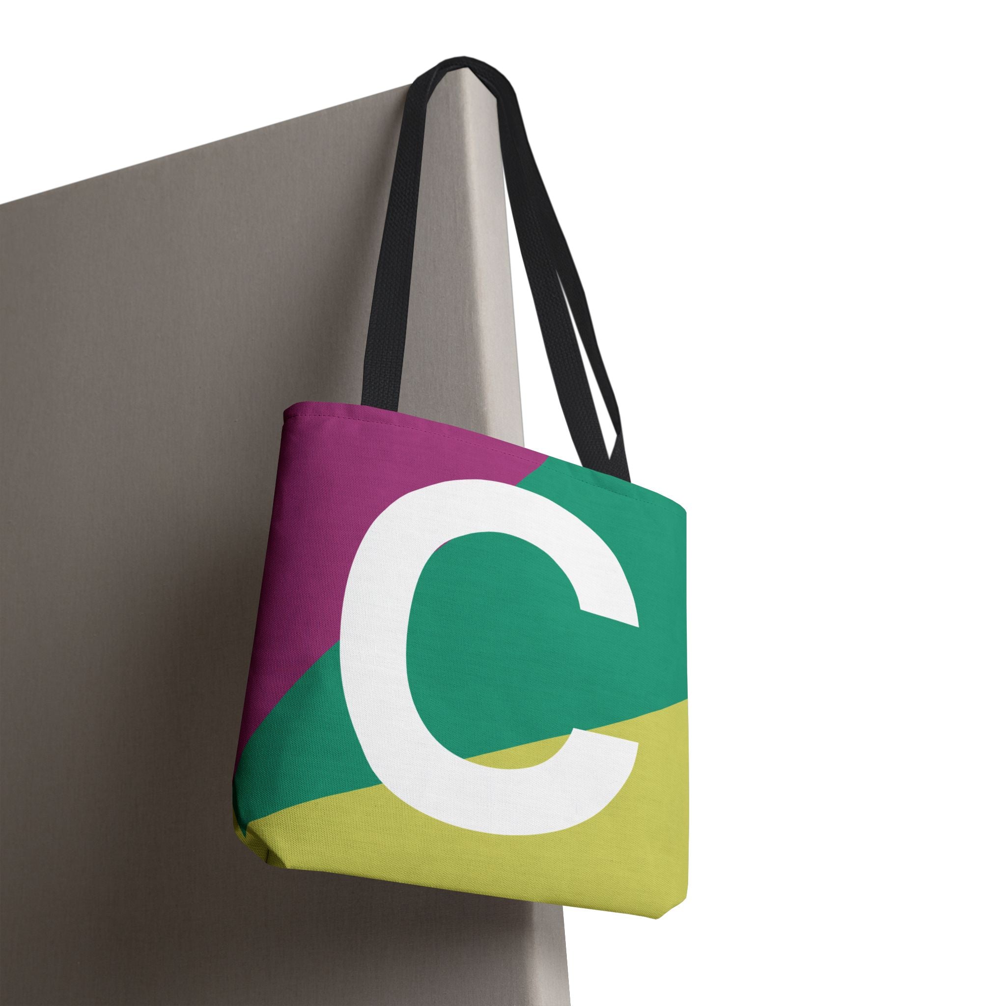 Monogram 'C' Colorblock Tote Bag — Personalized Initial C Shoulder Tote