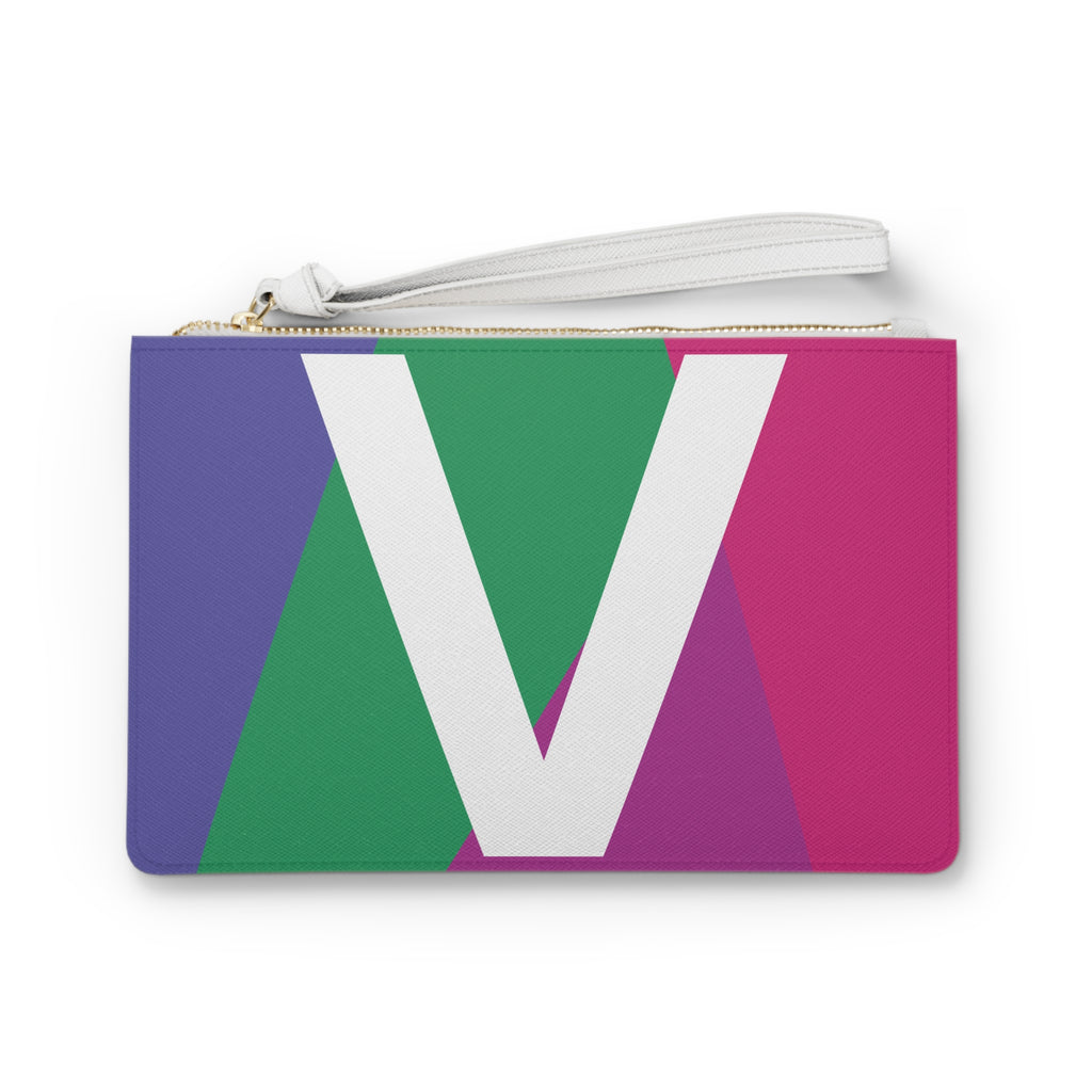 Monogram 'V' Colorblock Clutch Bag — Bold Geometric Wristlet for Everyday & Gifts