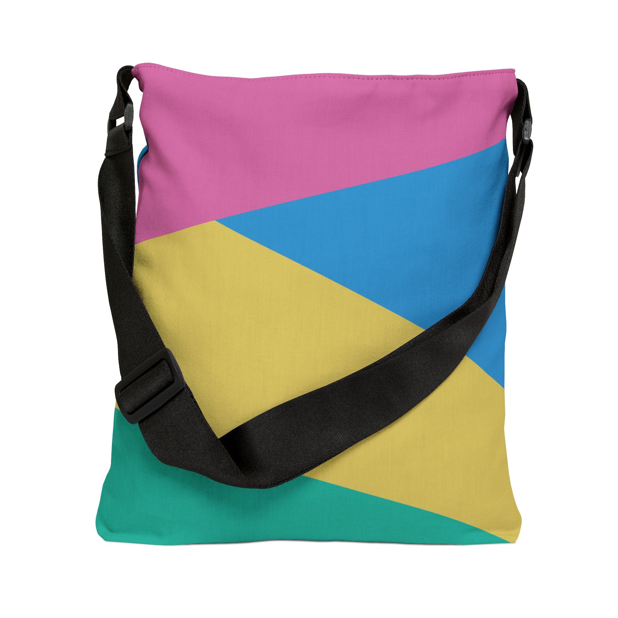 Colorblock Geometric Tote Bag — Adjustable Strap, Bright Abstract Pattern
