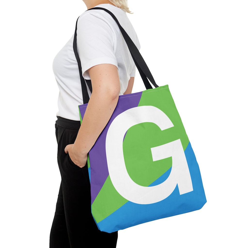Monogram 'G' Colorblock Tote Bag — Personalized Initial G Shoulder Tote