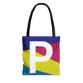 Monogram 'P' Colorblock Tote Bag — Personalized Initial P Shoulder Tote