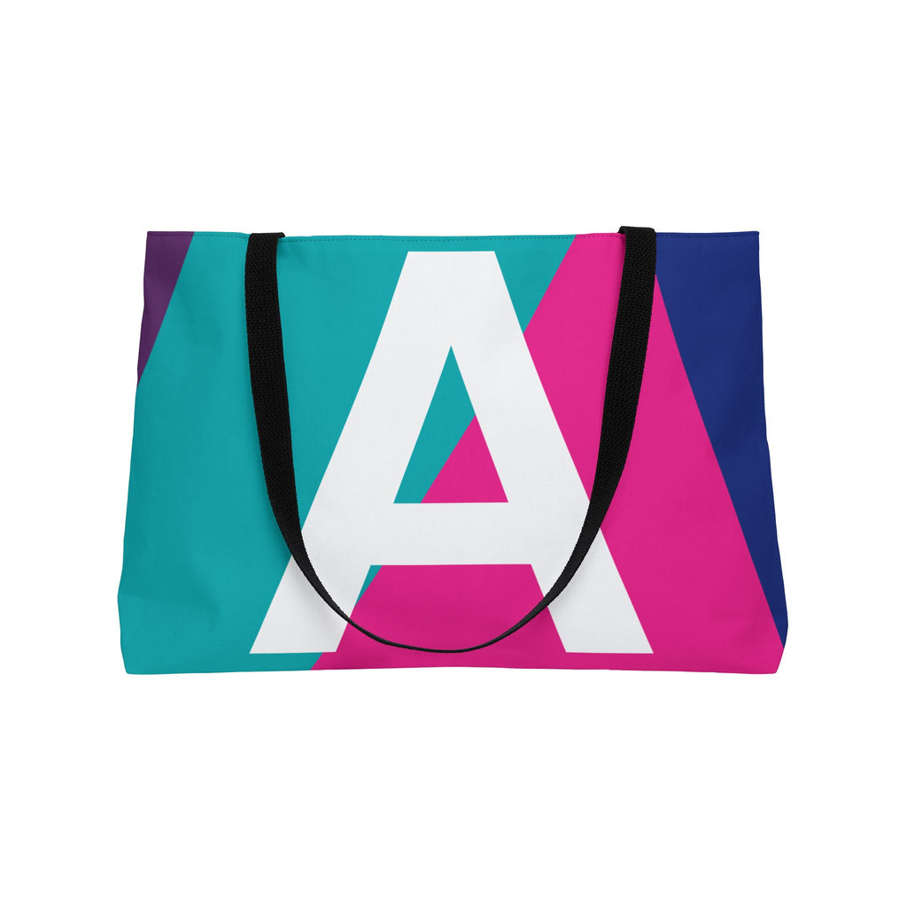 Personalized 'A' Colorblock Tote Bag — Monogram Weekender Tote
