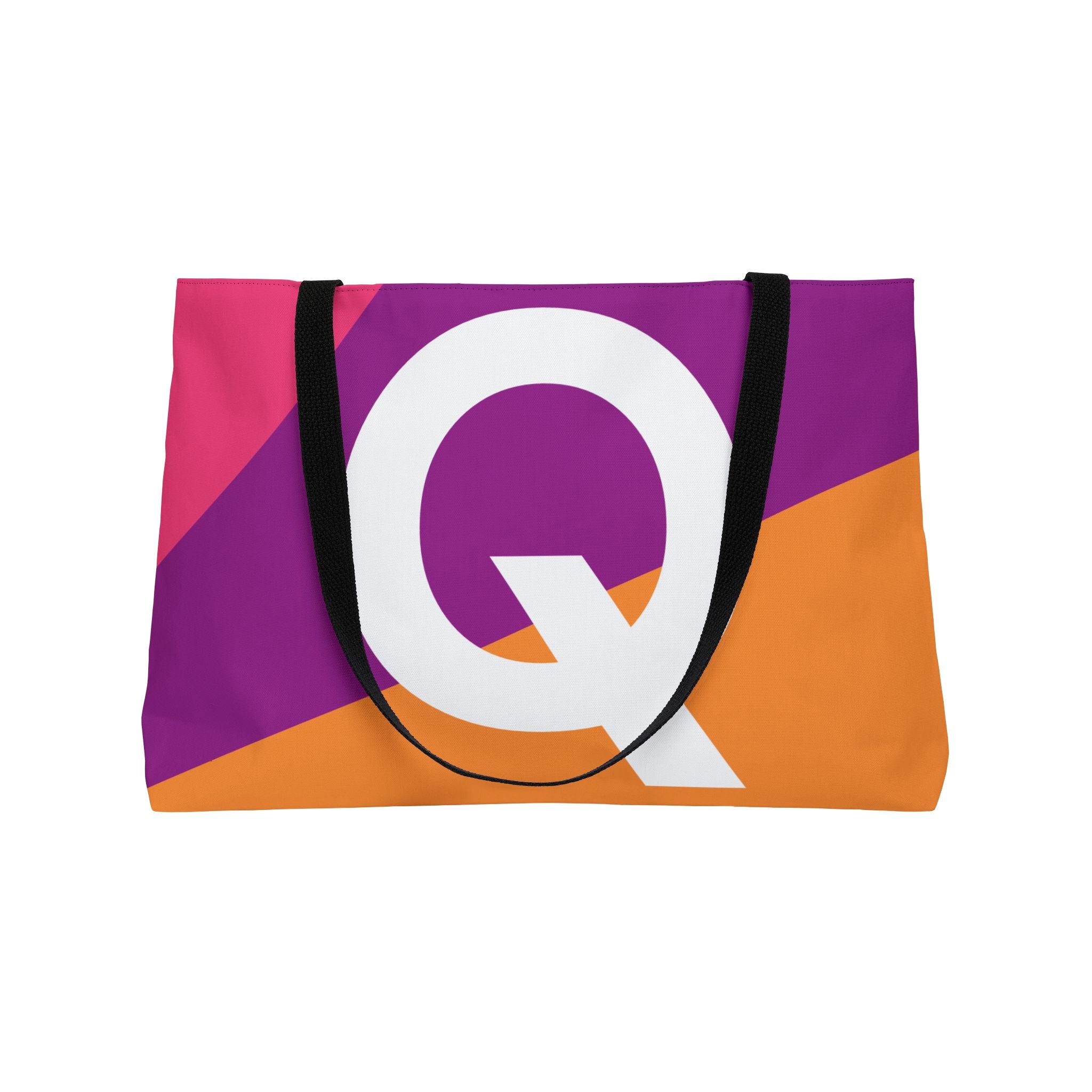 Personalized 'Q' Colorblock Tote Bag — Monogram Weekender Tote