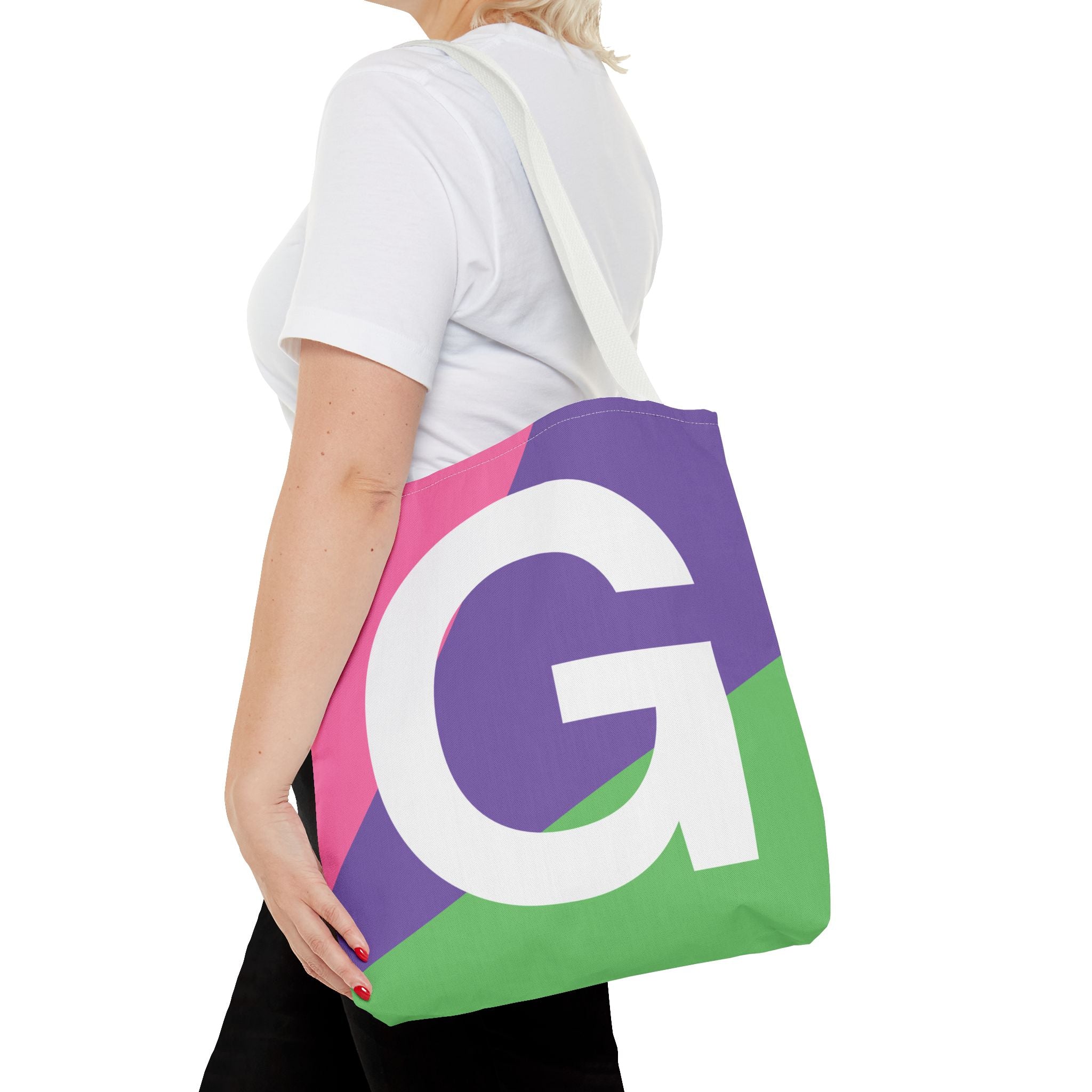 Monogram 'G' Colorblock Tote Bag — Personalized Initial G Shoulder Tote