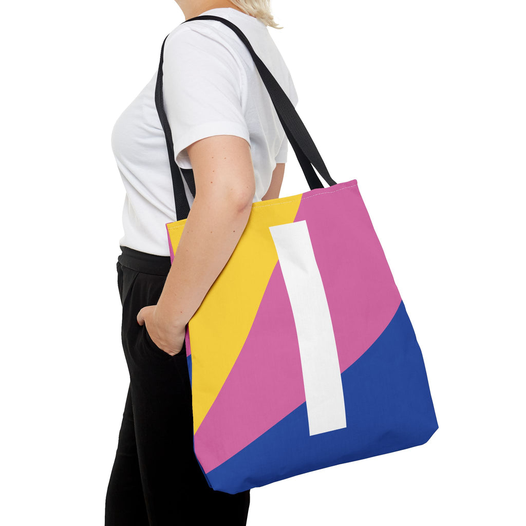 Monogram 'I' Colorblock Tote Bag — Personalized Initial I Shoulder Tote