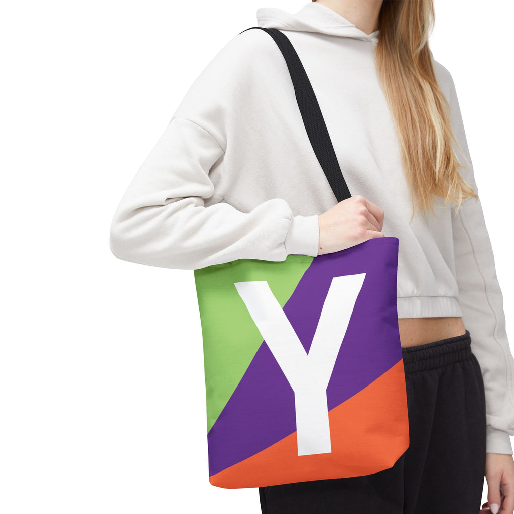 Monogram 'Y' Colorblock Tote Bag — Personalized Initial Y Shoulder Tote
