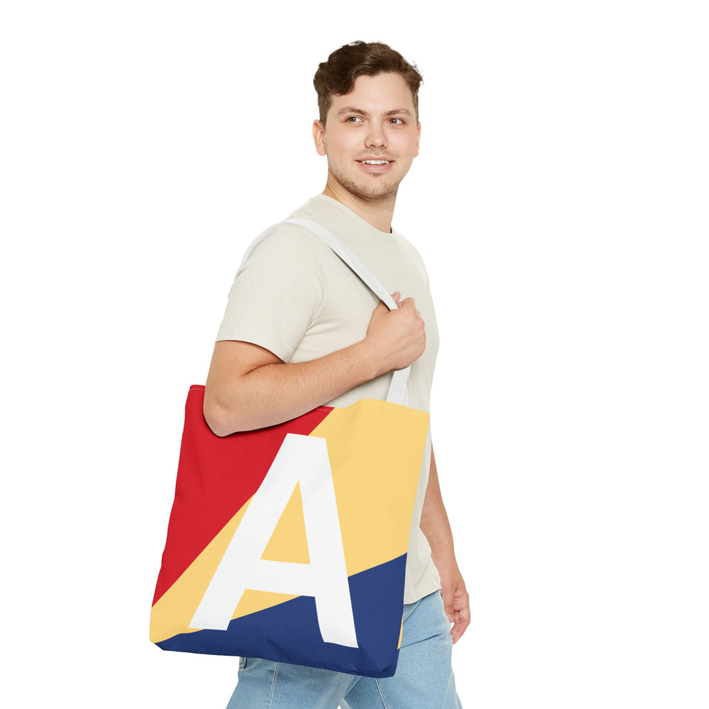 Monogram 'A' Colorblock Tote Bag — Personalized Initial A Shoulder Tote