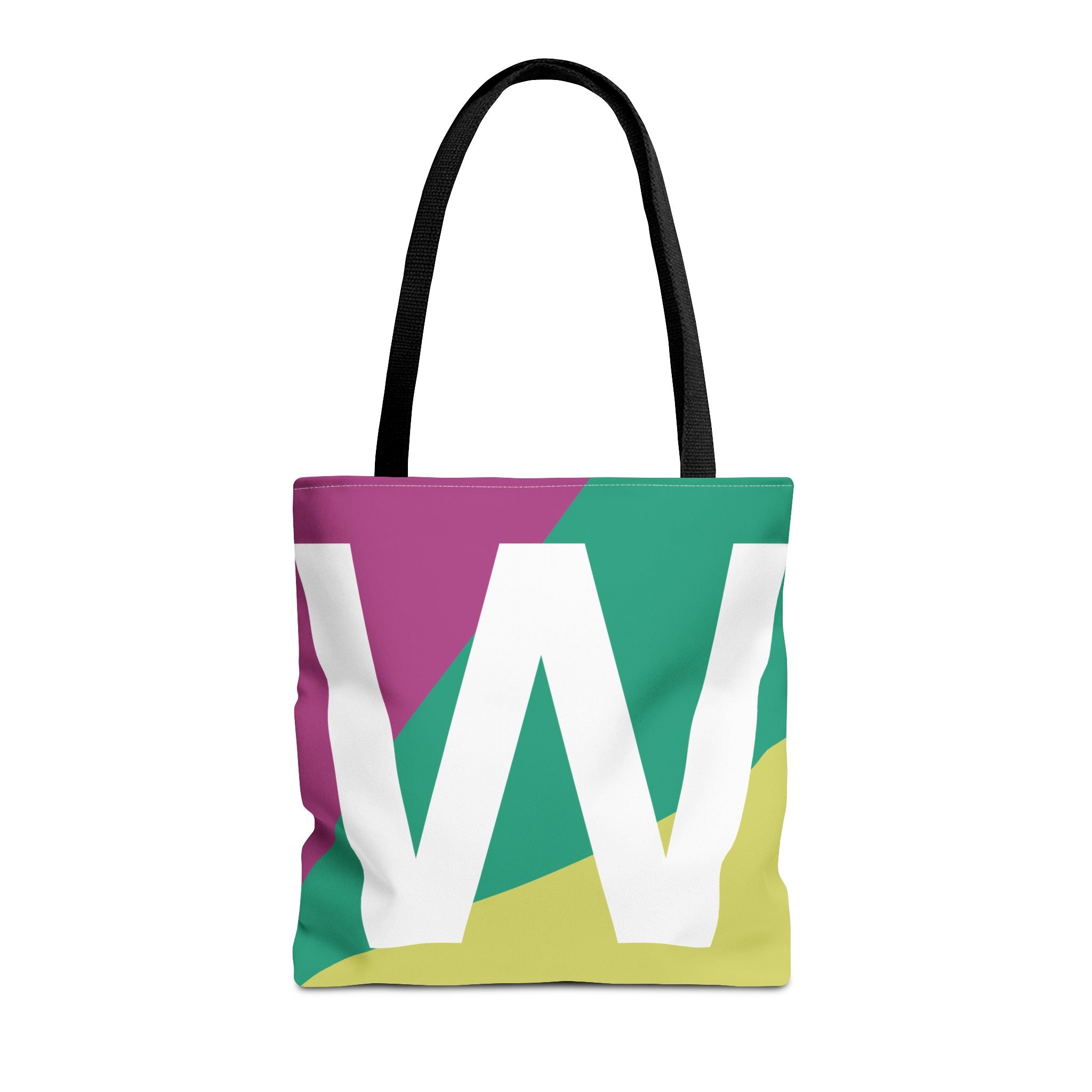 Monogram 'W' Colorblock Tote Bag — Personalized Initial W Shoulder Tote