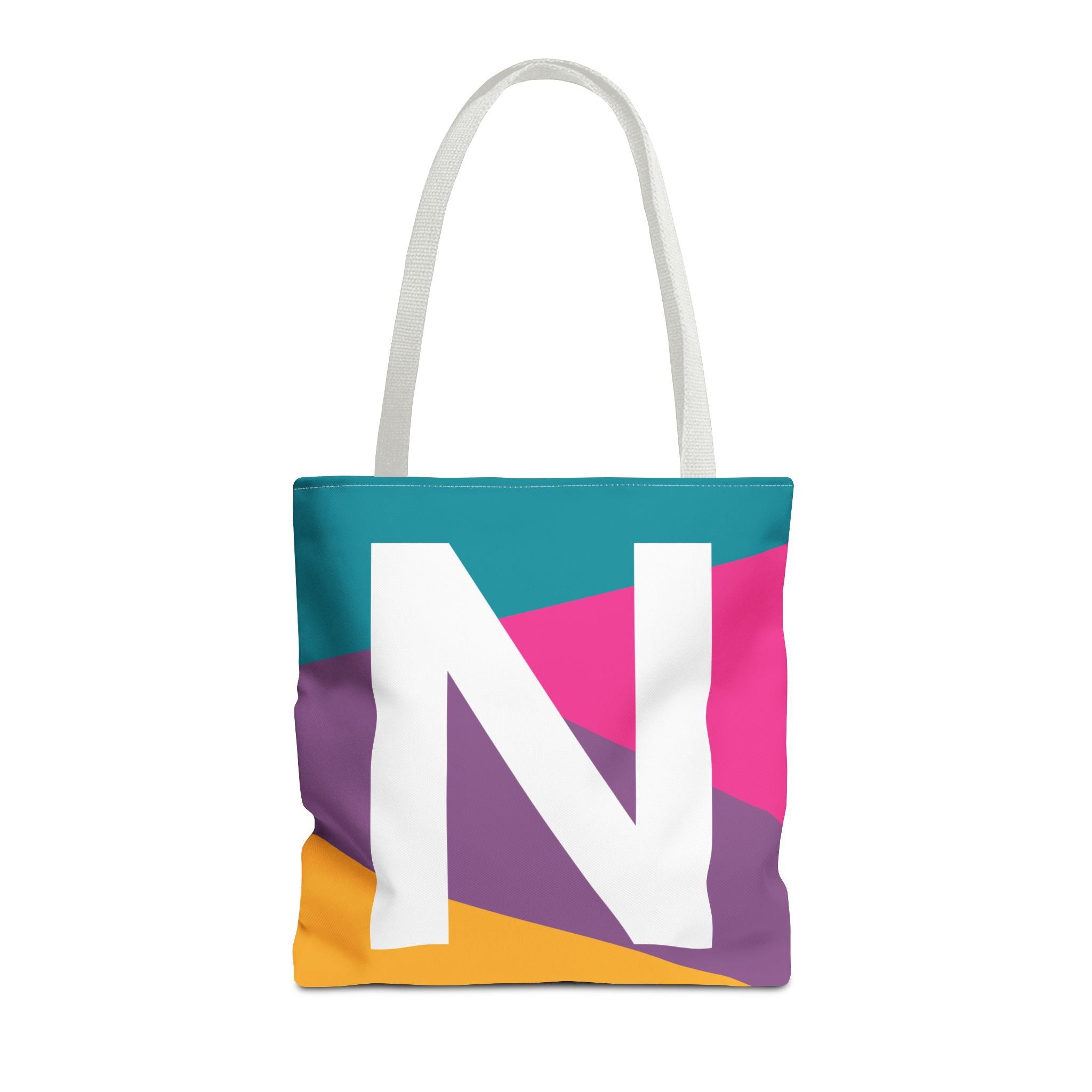 Monogram 'N' Colorblock Tote Bag — Personalized Initial N Shoulder Tote