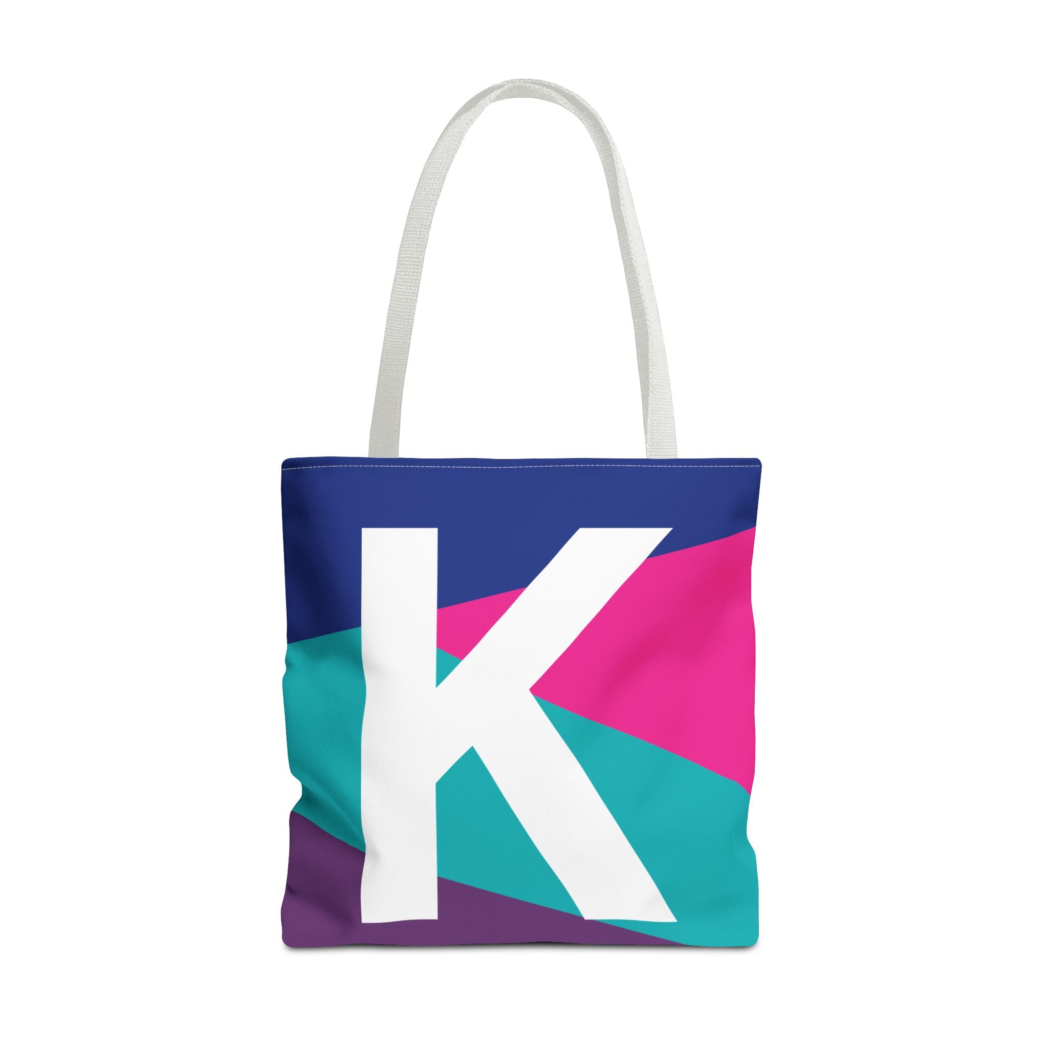 Monogram 'K' Colorblock Tote Bag — Personalized Initial K Shoulder Tote