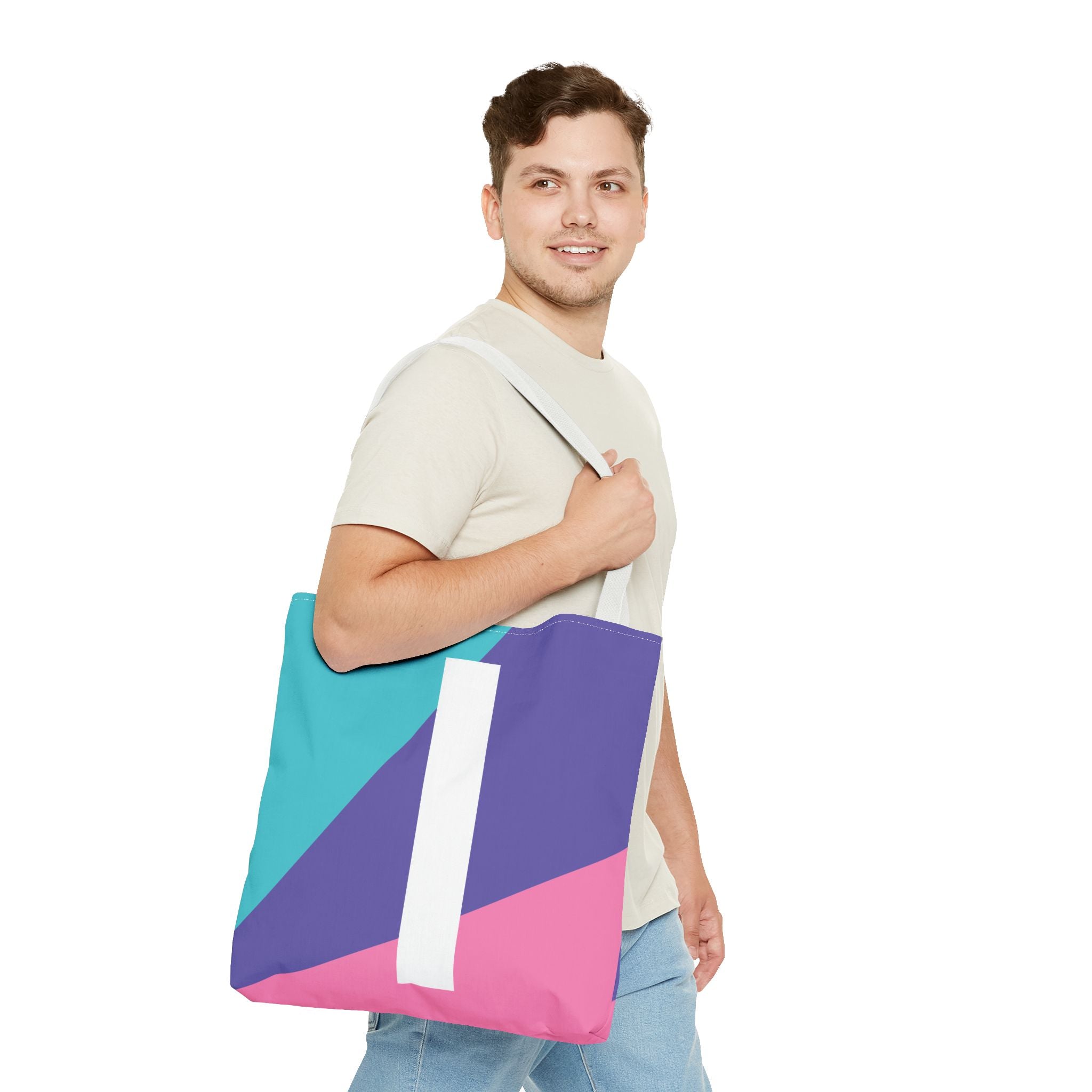 Monogram 'I' Colorblock Tote Bag — Personalized Initial I Shoulder Tote