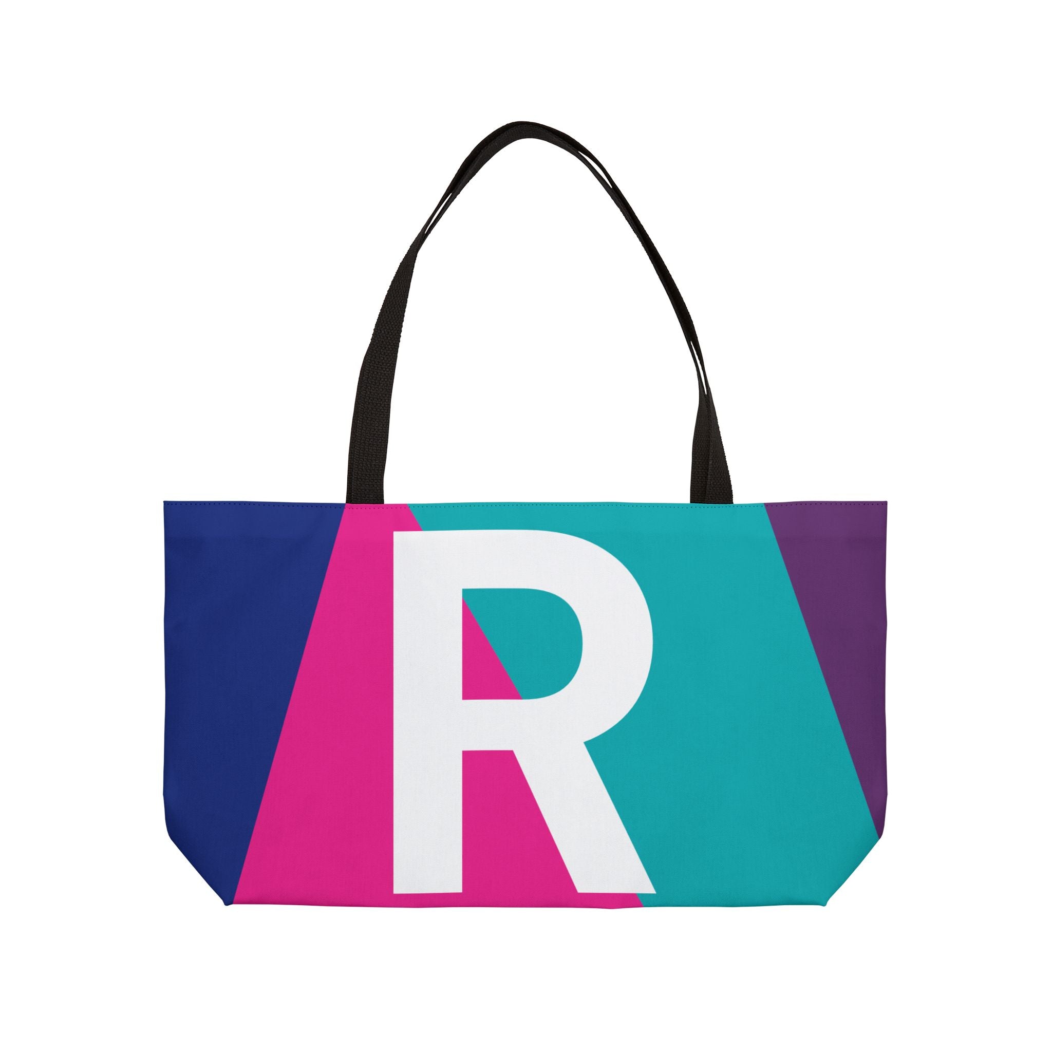 Personalized 'R' Colorblock Tote Bag — Monogram Weekender Tote