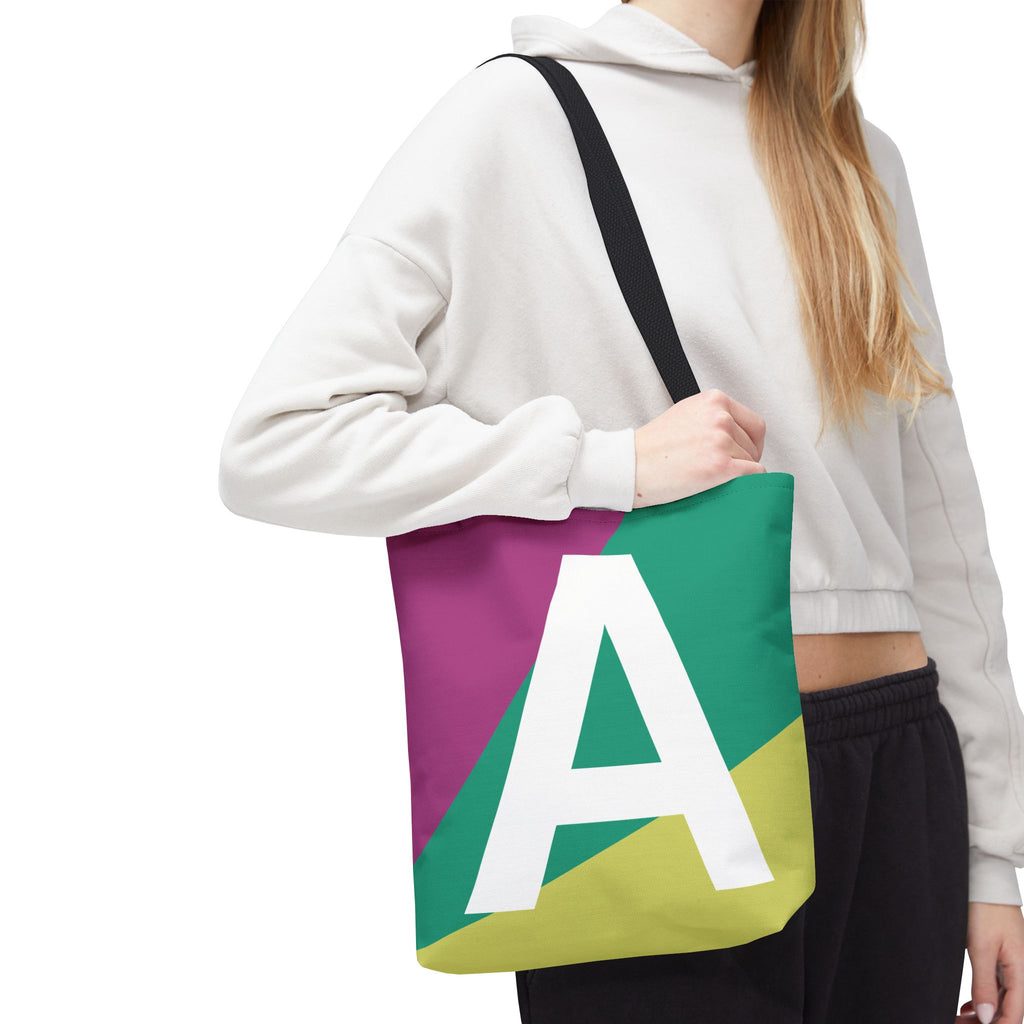 Monogram 'A' Colorblock Tote Bag — Personalized Initial A Shoulder Tote