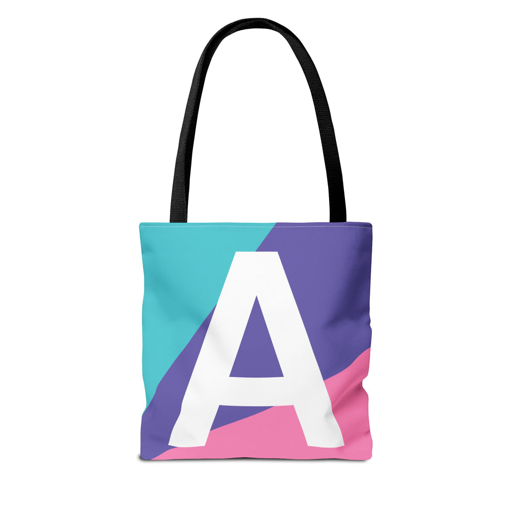 Monogram 'A' Colorblock Tote Bag — Personalized Initial A Shoulder Tote