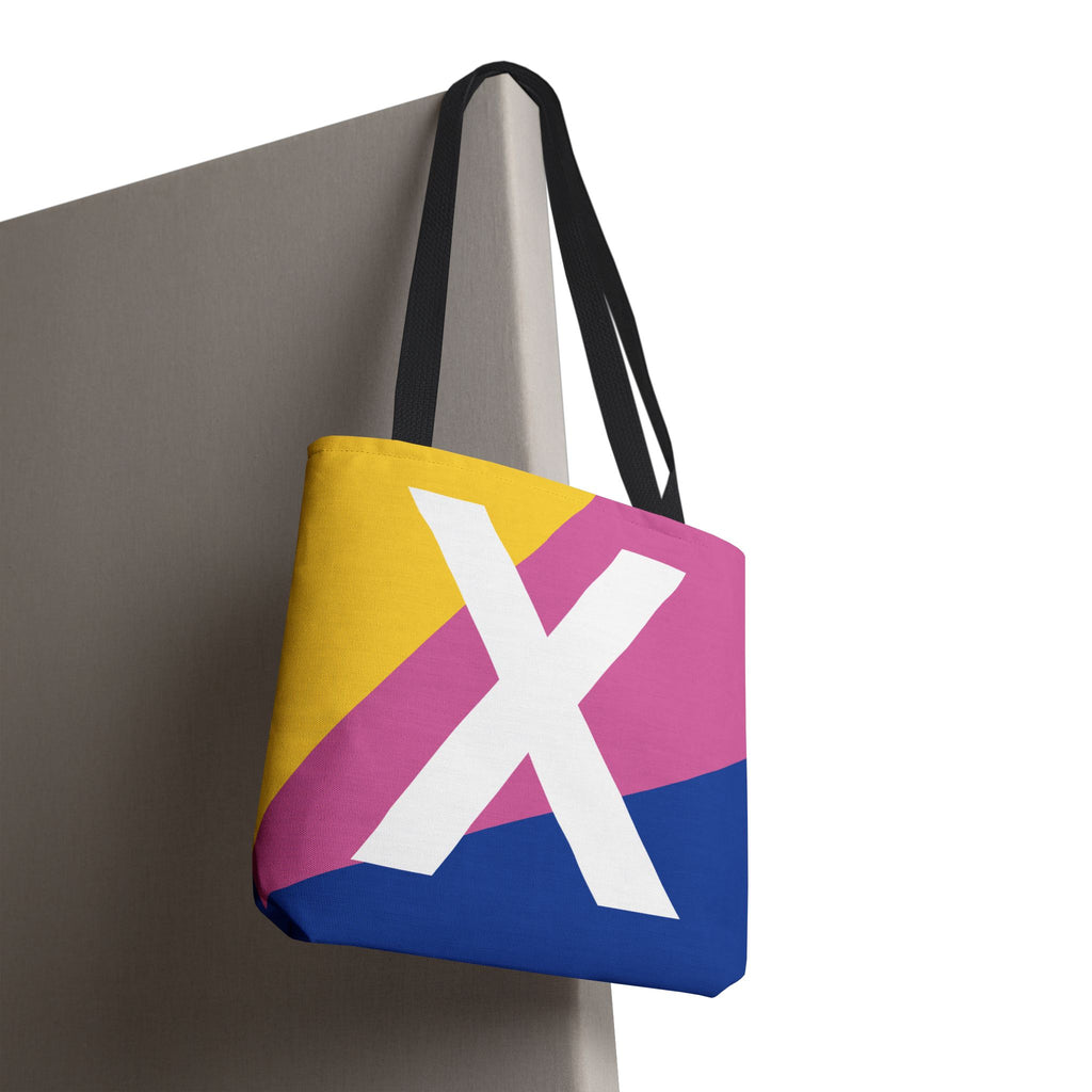 Monogram 'X' Colorblock Tote Bag — Personalized Initial X Shoulder Tote